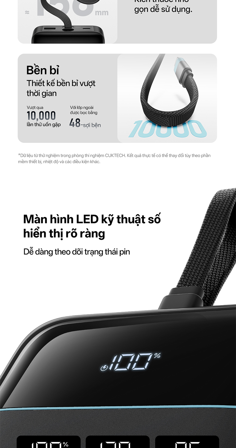 CUKTECH 120W 25000mAh Sạc Nhanh Công Suất Cao Pin Dự Phòng – Hỗ Trợ Xiaomi 120W Laptop 100W Samsung 45W iP18/17/16