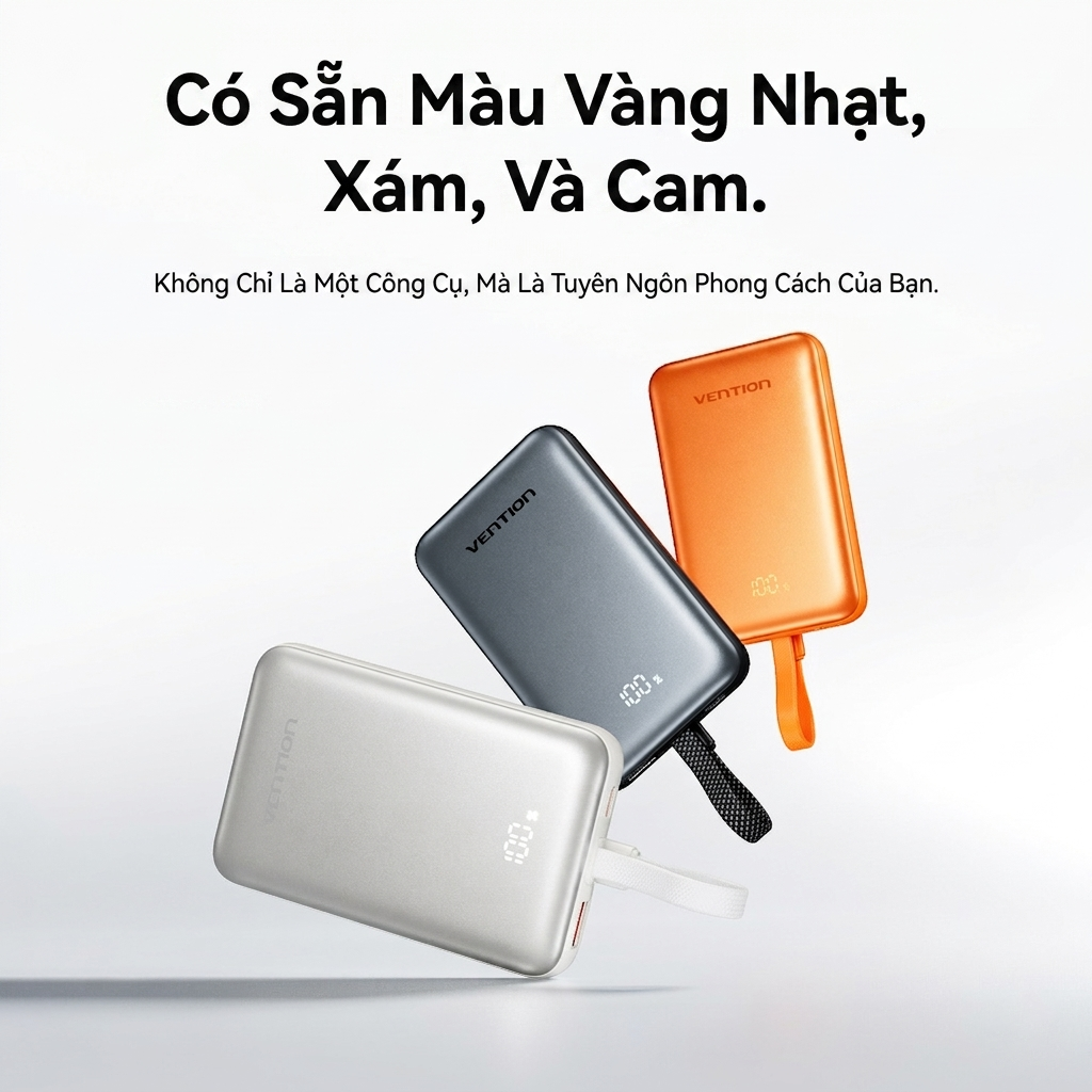 [ Hàng mới chuẩn CCC] Pin Sạc Dự Phòng Vention 10000mAh Sạc Nhanh 22.5W Tích Hợp Cáp USB-C, Sạc Không Dây 15W Cho Phone – ảnh mô tả chi tiết 6