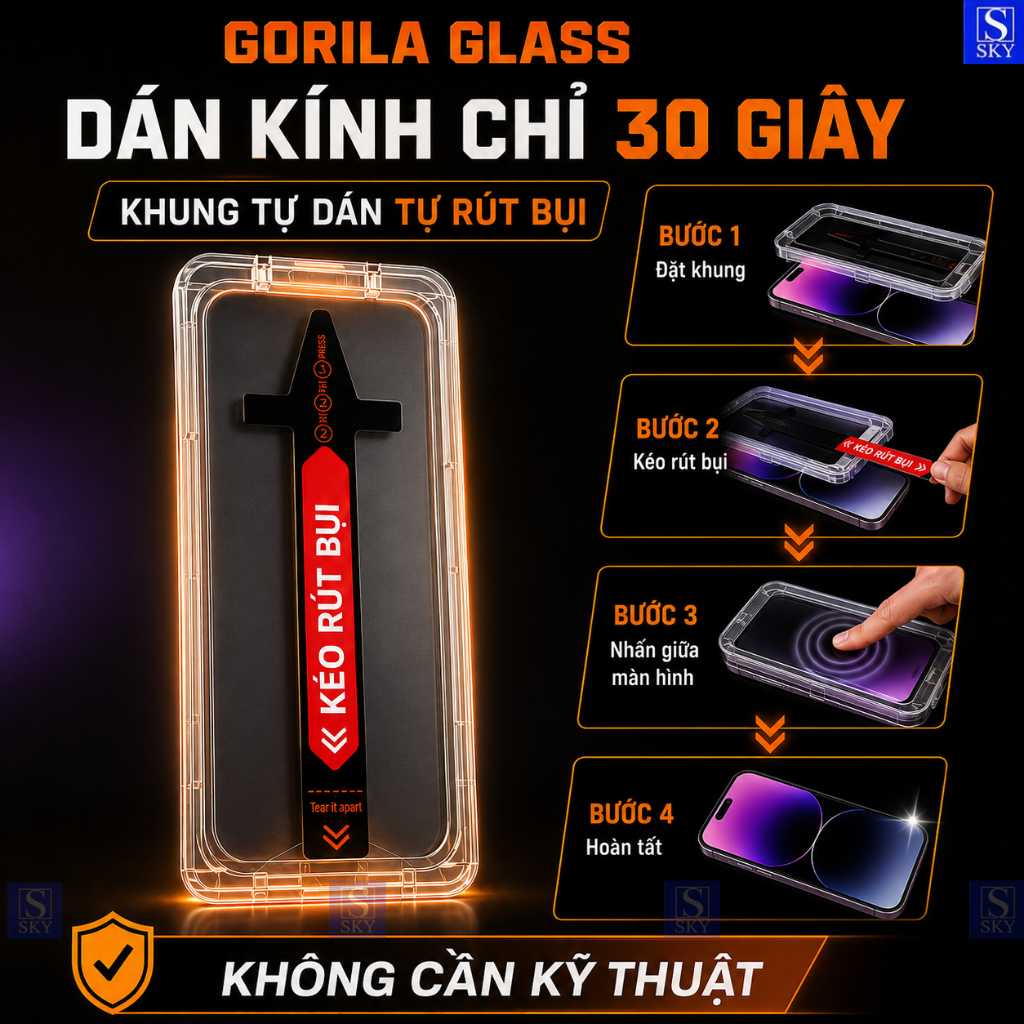 Kính Cường Lực Iphone GORILA Tự Dán Chống Nhìn Trộm FULL HỘP Cho ip 17 ProMax 16 ProMax 18 15 14 13 12 11 Pro Max Xs Xr – ảnh mô tả chi tiết 5