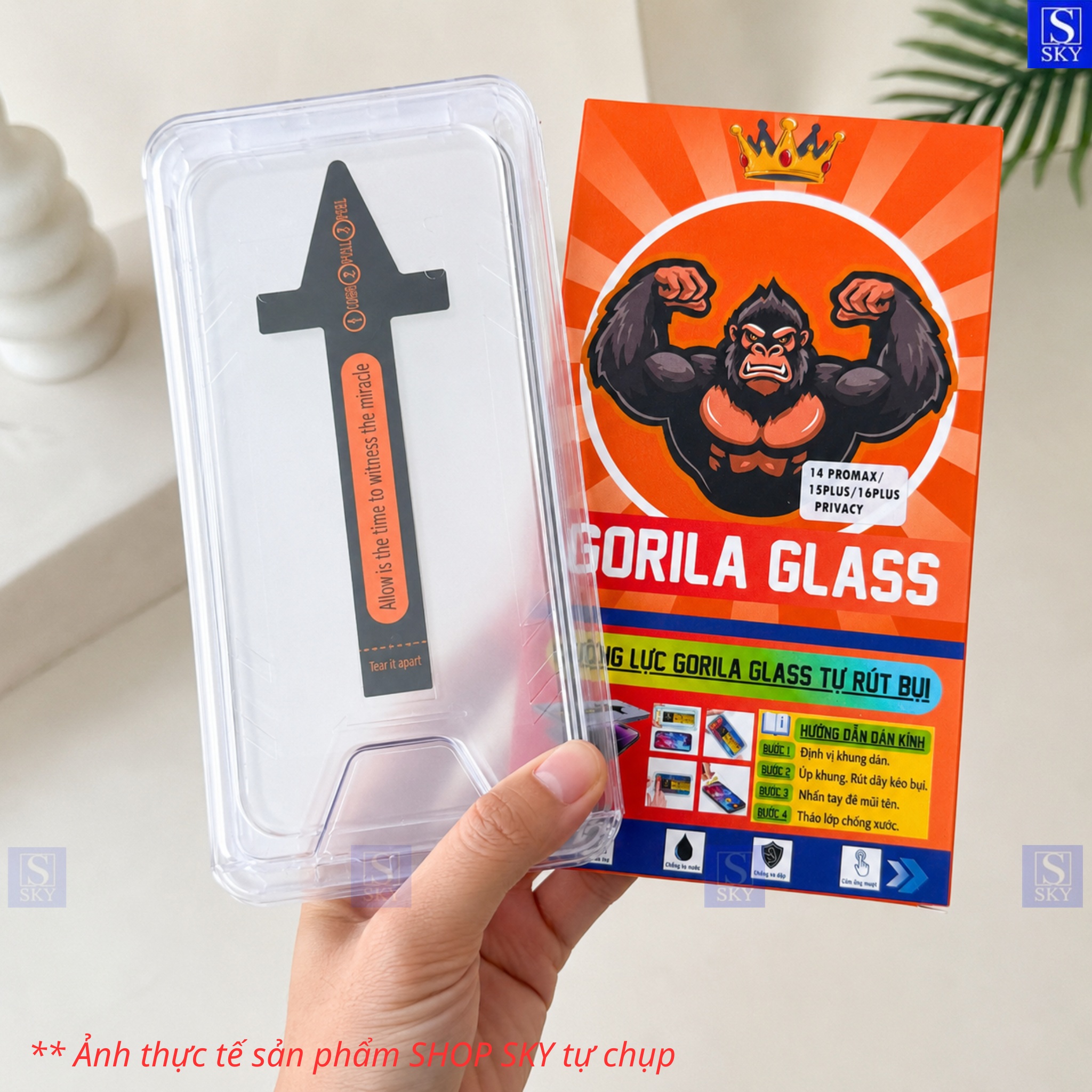 Kính Cường Lực Iphone GORILA Tự Dán Chống Nhìn Trộm FULL HỘP Cho ip 17 ProMax 16 ProMax 18 15 14 13 12 11 Pro Max Xs Xr – ảnh mô tả chi tiết 4