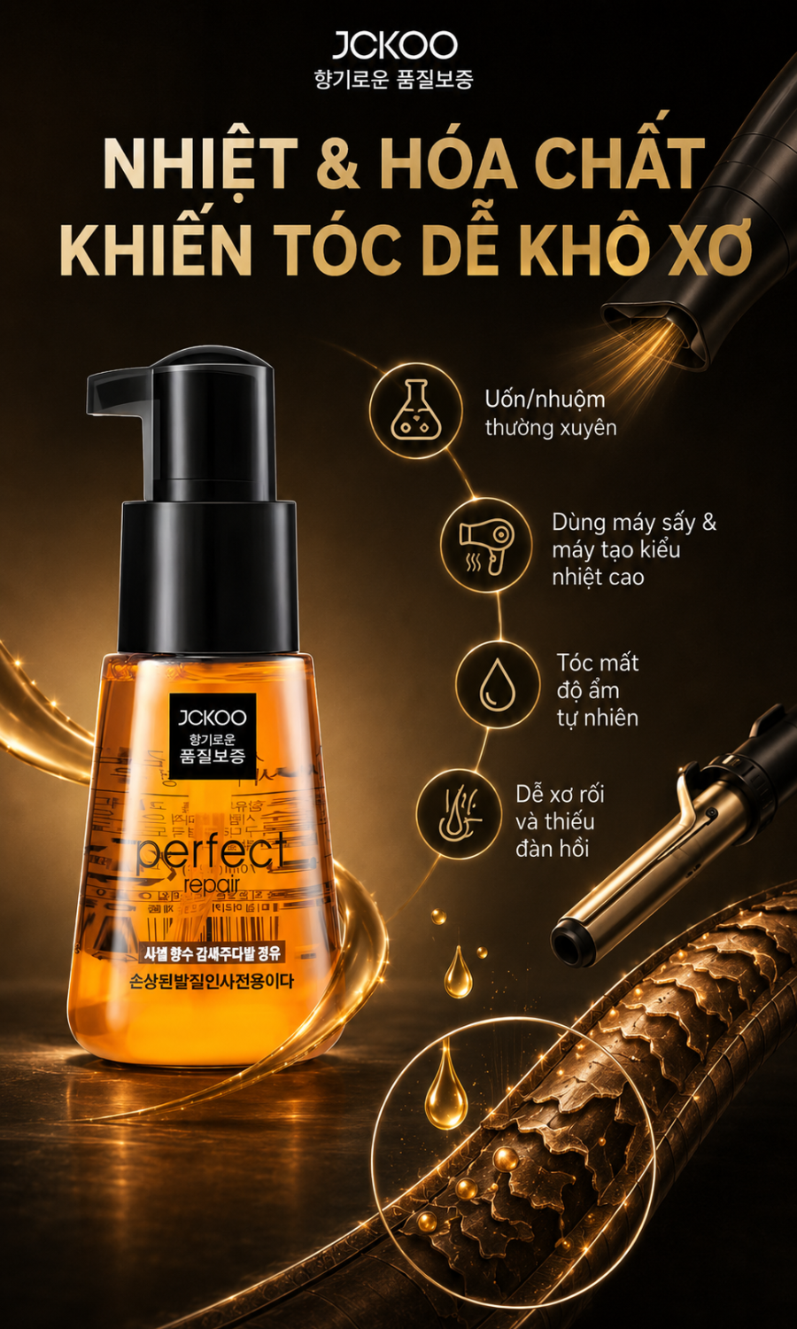 Tinh dầu dưỡng tóc JCKOO Perfect Repair 70ml oil Serum phục hồi dưỡng ...