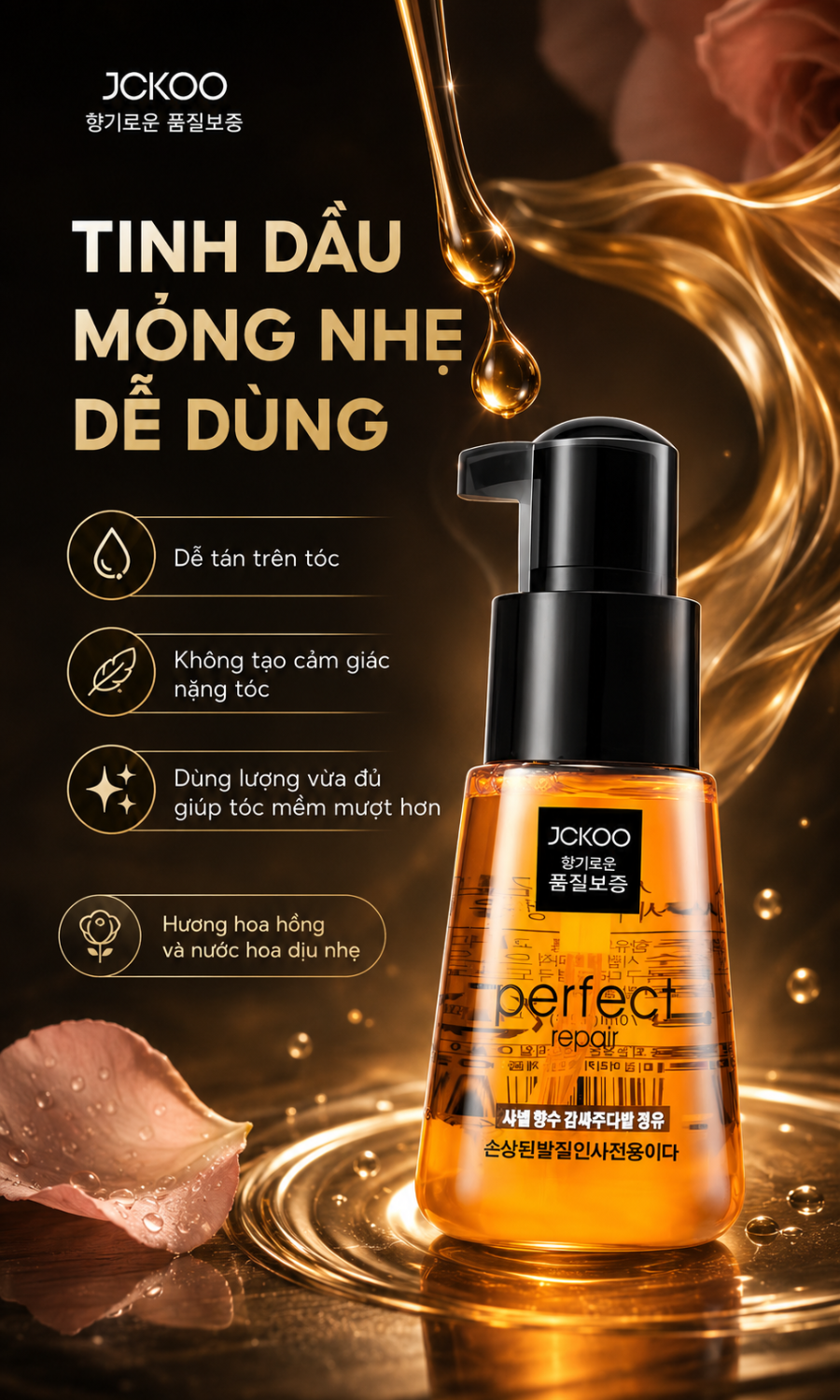 Tinh dầu dưỡng tóc JCKOO Perfect Repair 70ml oil Serum phục hồi dưỡng ...