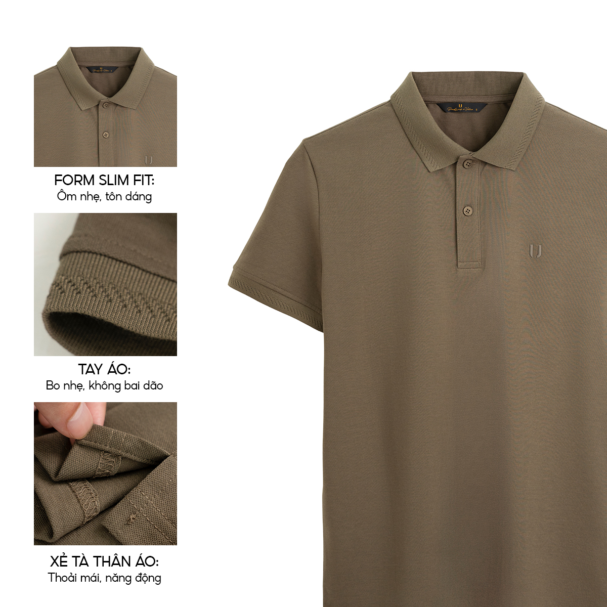 Áo Polo Nam Urban vải COTTON dệt thoáng mát thấm hút tốt co giãn thoải mái hình thêu tỉ mỉ phom slim NO 2946