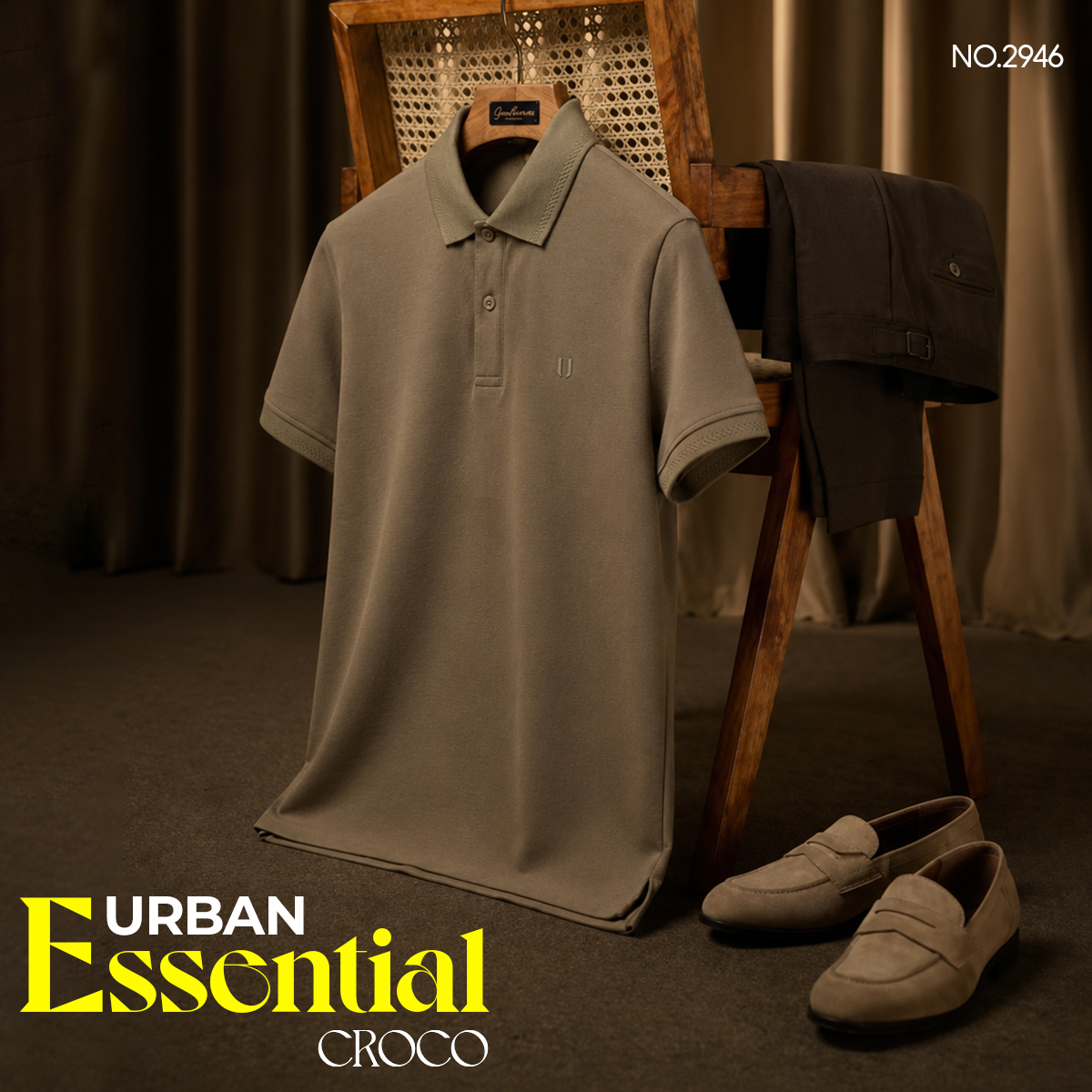 Áo Polo Nam Urban vải COTTON dệt thoáng mát thấm hút tốt co giãn thoải mái hình thêu tỉ mỉ phom slim NO 2946