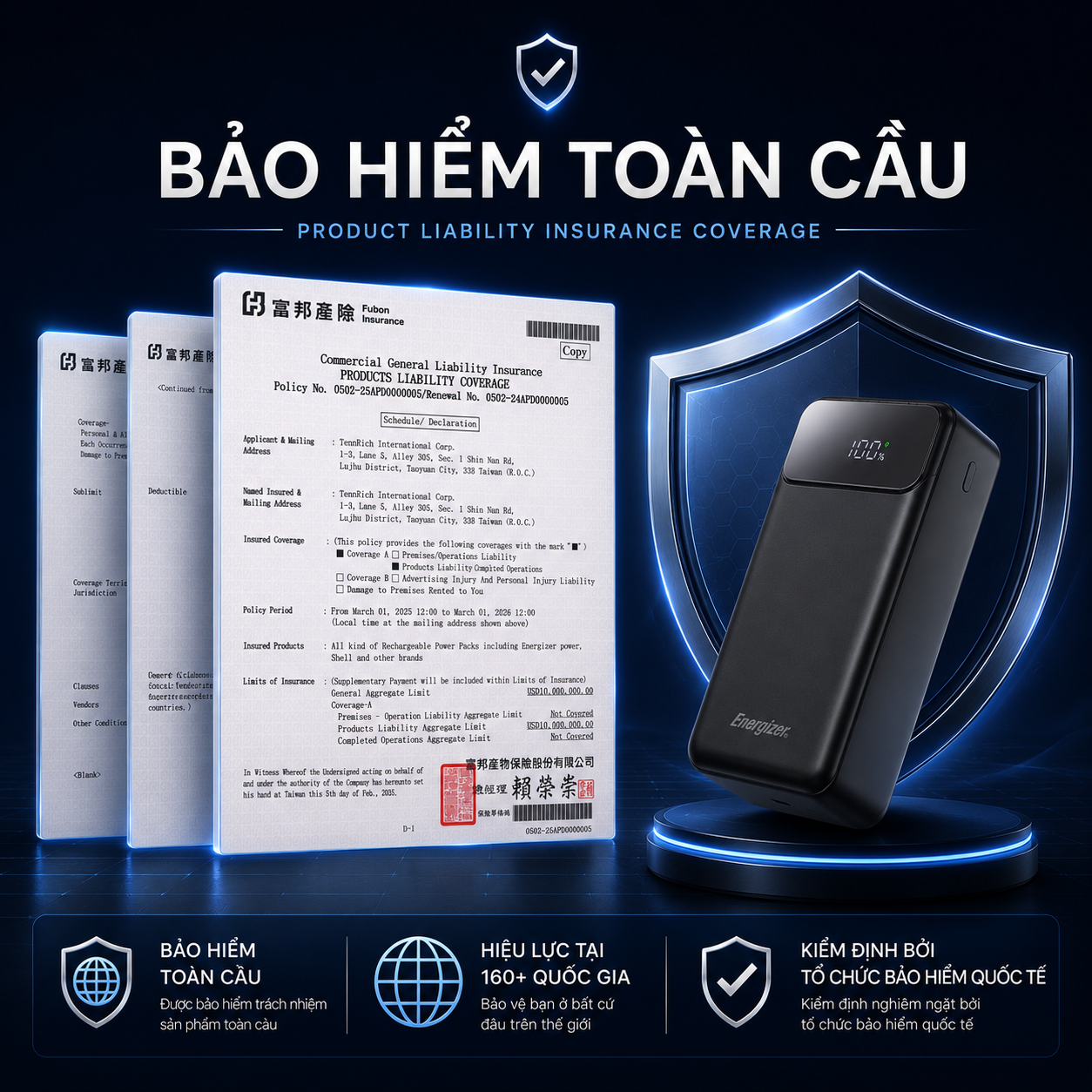 Pin dự phòng Energizer Li-polymer 10.000mAh Max 22.5W, Sạc nhanh PD cho iP/ Samsung, Bảo Hành 1 Năm – ảnh mô tả chi tiết 2