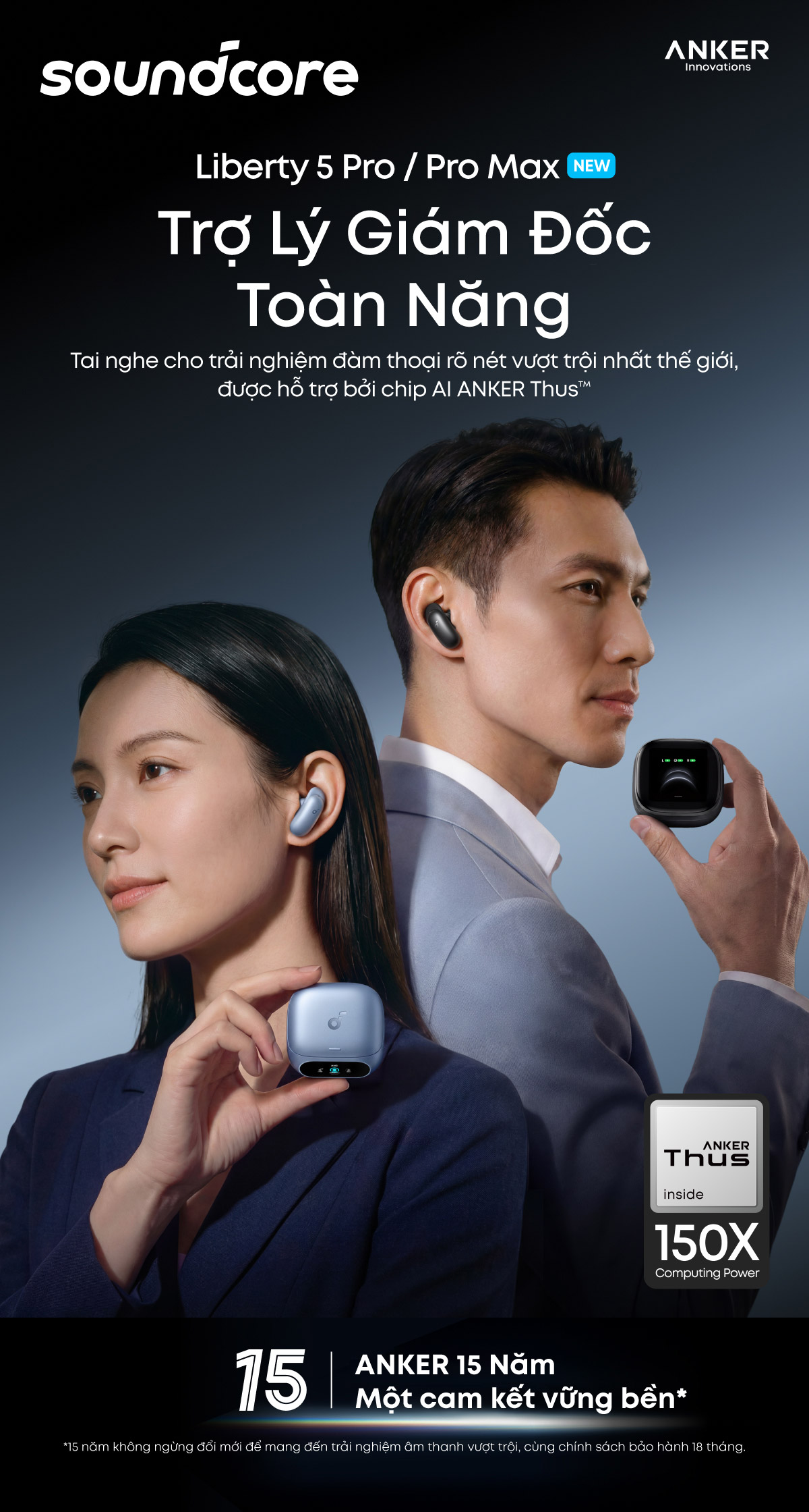 Tai Nghe Không Dây TWS SOUNDCORE Liberty 5 Pro thiết kế cao cấp