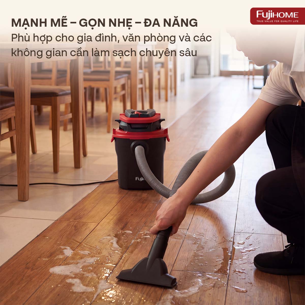 Công suất 1000W và lực hút 18KPa mạnh mẽ trên máy hút bụi VC10N