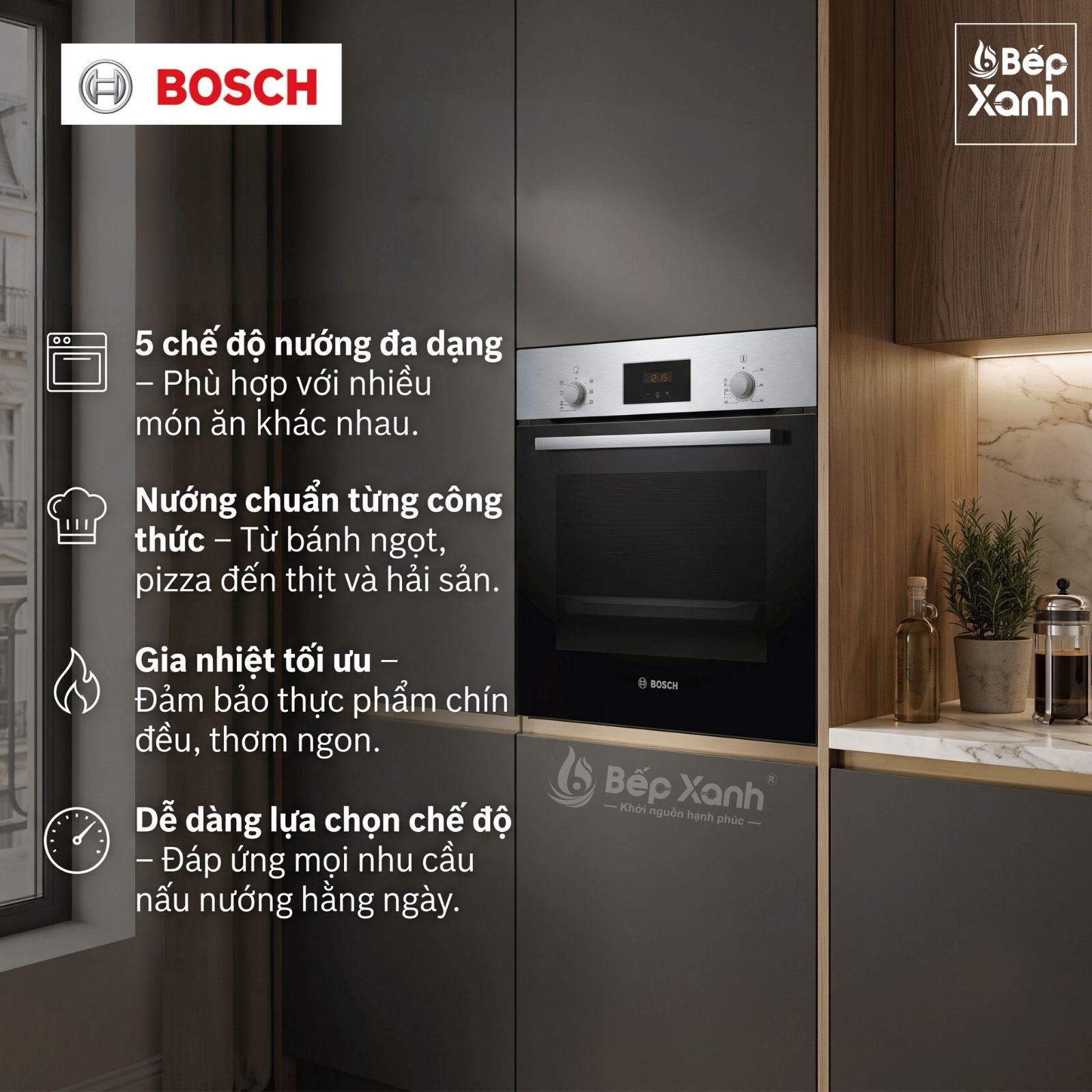 Khoang lò 66 lít của lò nướng Bosch HBF113BR0A Khoang lò 66 lít của lò nướng Bosch HBF113BR0A