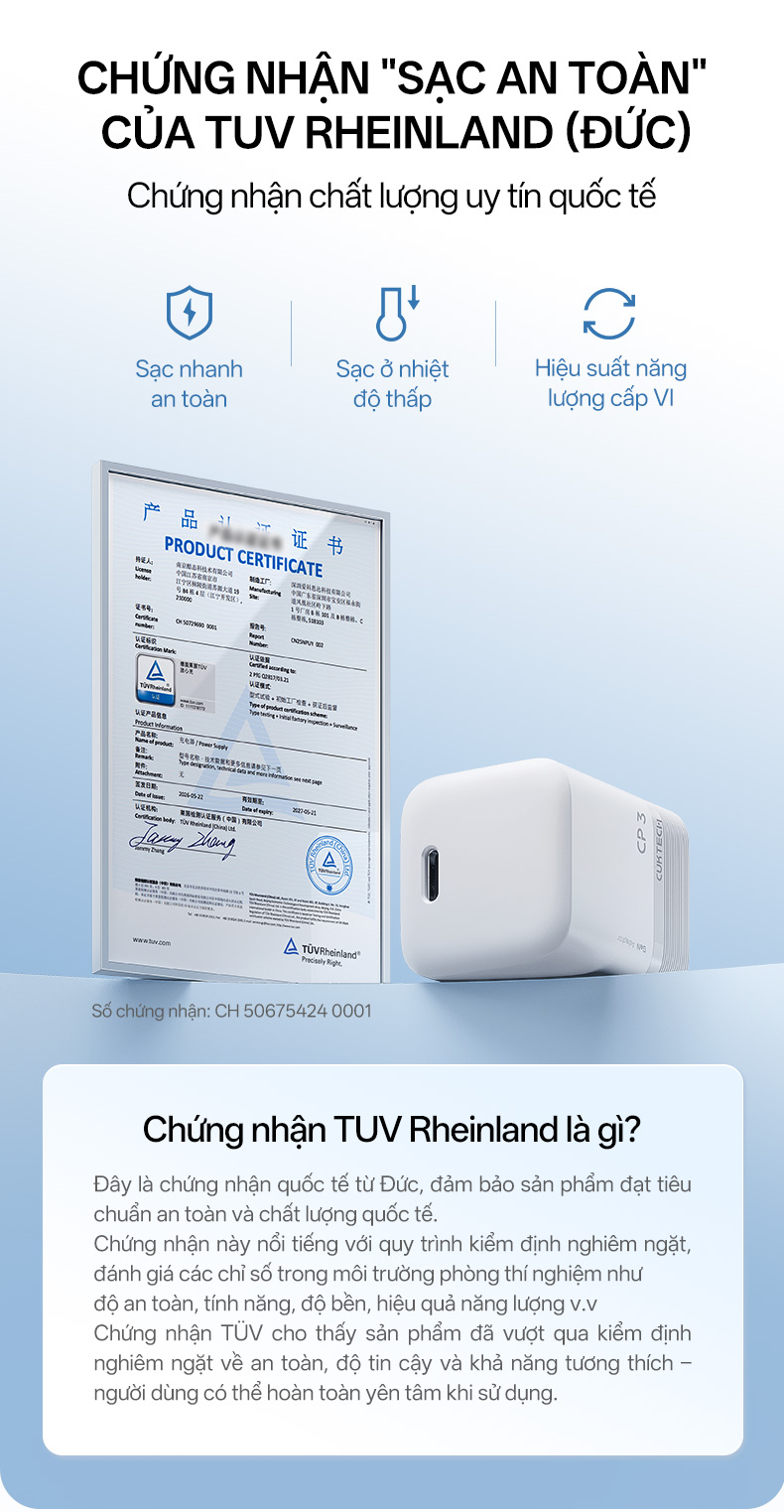 Củ Sạc Nhanh CUKTECH GaN 40W Siêu Nhỏ Gọn Chân Gập Không Nóng Máy Cho iP 18/17/16/iPad Air/Samsung S26 – ảnh mô tả chi tiết 4