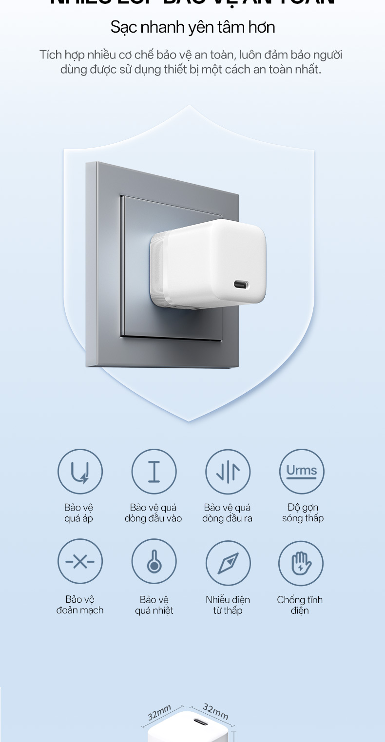 Củ Sạc Nhanh CUKTECH GaN 40W Siêu Nhỏ Gọn Chân Gập Không Nóng Máy Cho iP 18/17/16/iPad Air/Samsung S26 – ảnh mô tả chi tiết 9