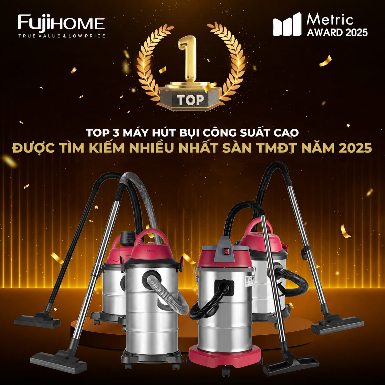 Máy hút bụi công nghiệp khô và ướt Fujihome VC10N chính hãng