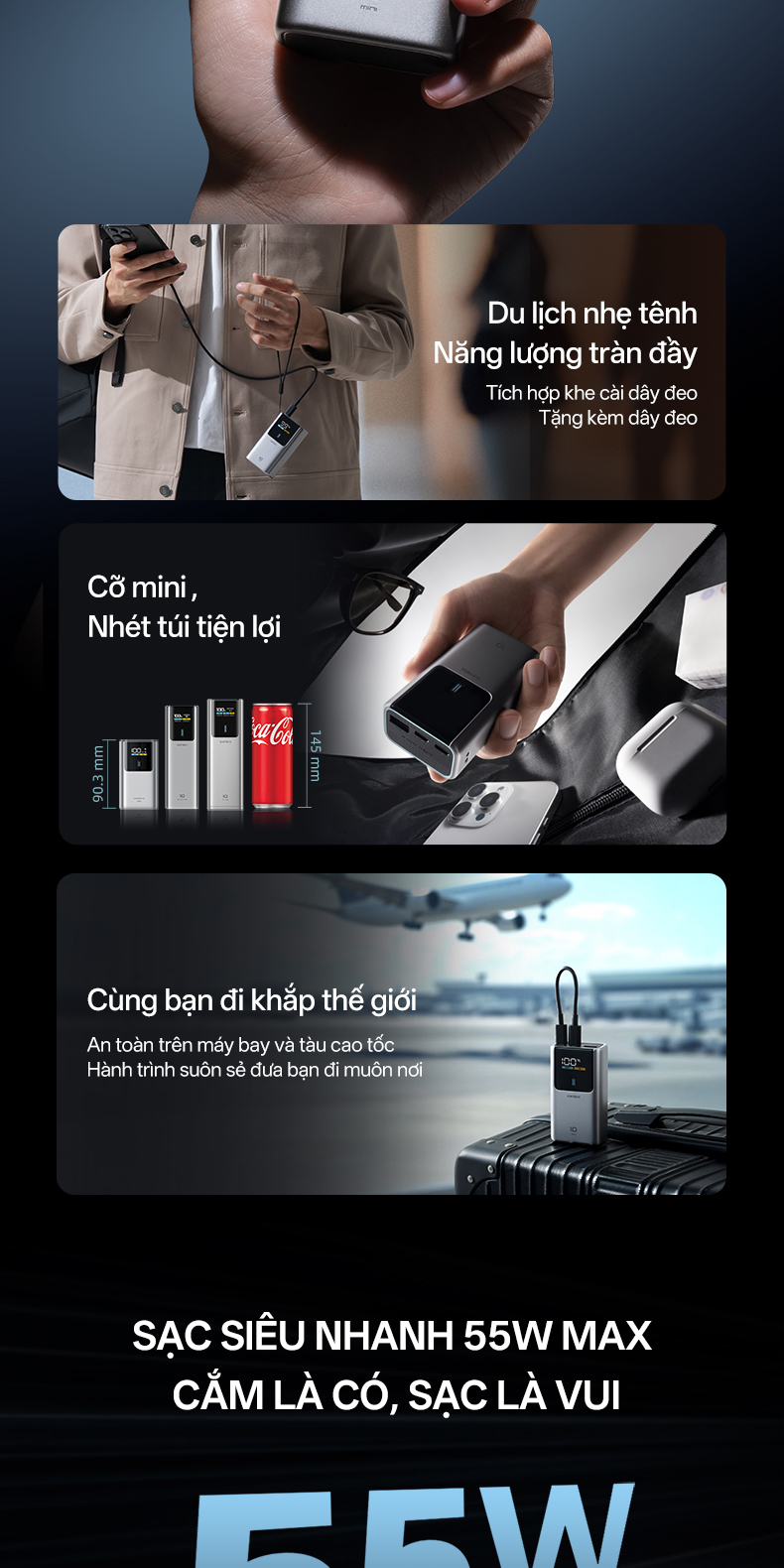 CUKTECH 10 MINI Sạc Di Động 2C1A | Sạc Nhanh 55W Max | Dung Lượng 10.000mAh | Bảo Hành 18 Tháng PB1055 – ảnh mô tả chi tiết 3