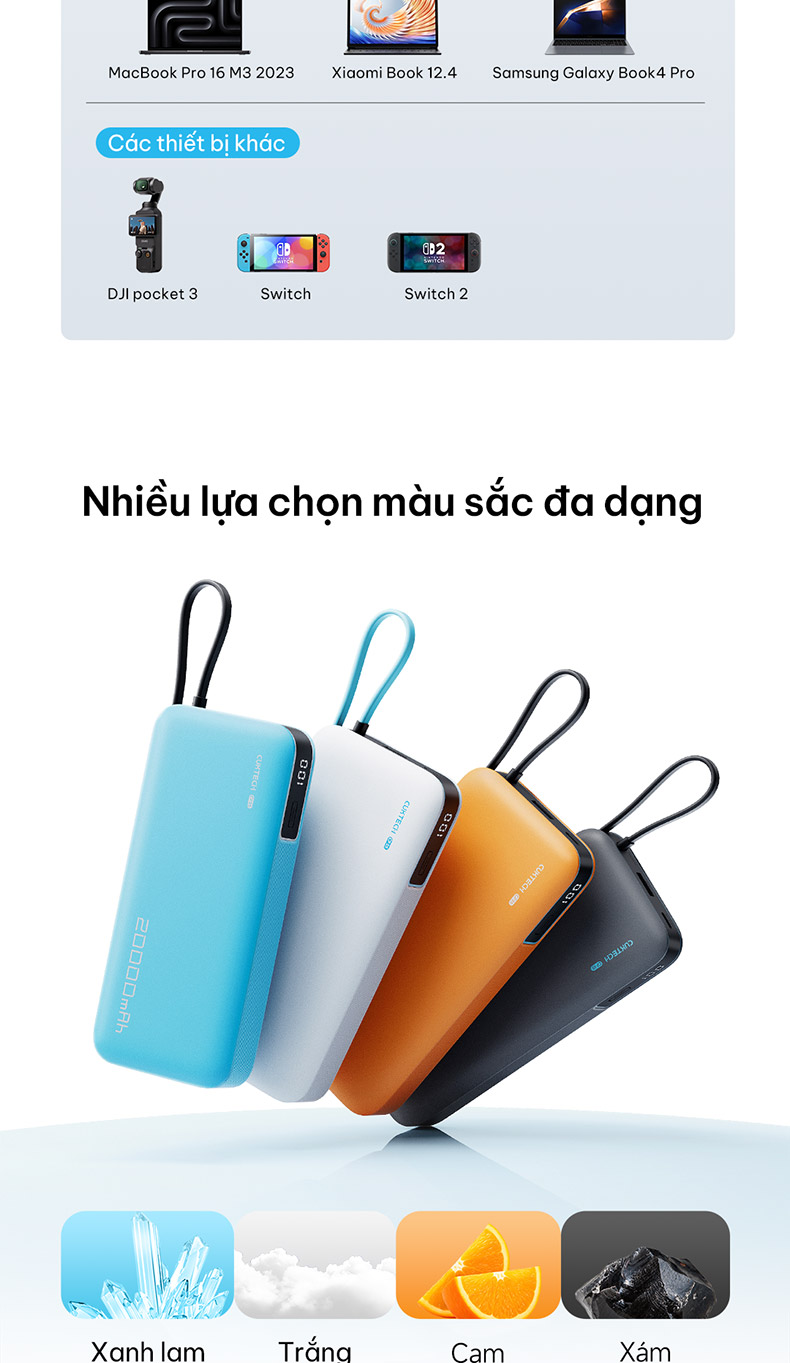 【Được chứng nhận CCC】CUKTECH Sạc Nhanh 55W 20000mAh – Tích Hợp Dây, Hỗ Trợ Xiaomi 55W Samsung 45W Laptop 45W iP 18/17/16 – ảnh mô tả chi tiết 11
