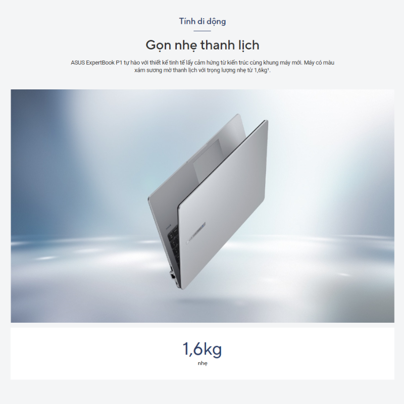 Laptop Asus ExpertBook P1 TẶNG OFFICE P1503CVA-C5H16-63WS Intel Core 5 | 16GB | 512GB | 15.6