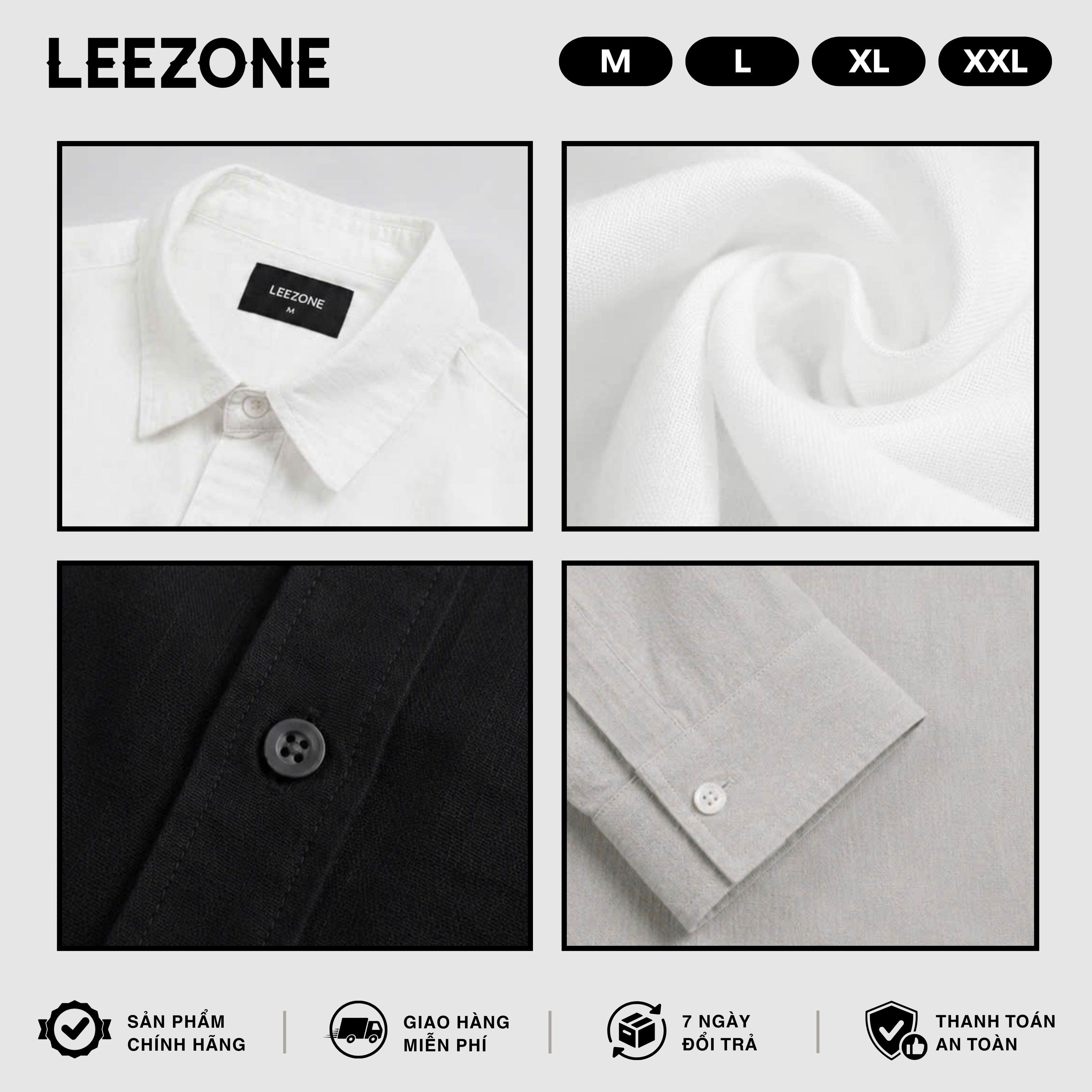 [MỞ BÁN] Áo Sơ Mi Linen Đũi Mát Nam Đi Biển LeeZone Form Rộng | Sơ Mi Đũi Trơn Dài Tay Cổ Đức