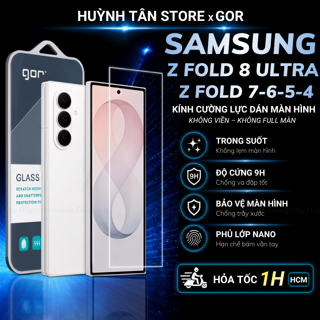 Kính cường lực GOR samsung galaxy s26 ultra s25 plus s24 fe edge a57 a56 z fold 8 8 ultra 7 6 5 4 trong suốt KHÔNG VIỀN – ảnh mô tả chi tiết 3