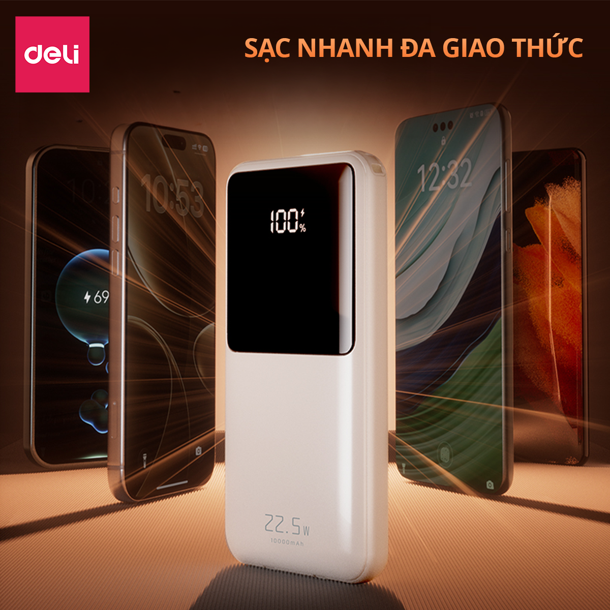Pin Sạc Dự Phòng DELI 10000mAh 20000mAh Sạc Nhanh 22.5W Tích Hợp 2 Dây Cáp Sạc Nhiều Thiết Bị – ảnh mô tả chi tiết 1