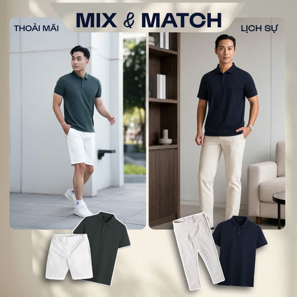 Áo Polo Nam Urban vải COTTON dệt thoáng mát thấm hút tốt co giãn thoải mái hình thêu tỉ mỉ phom slim NO 2946