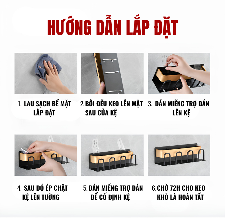 Kệ Để Bàn Chải Đánh Răng Dán Tường INNO HOME | Hợp Kim Nhôm Chống Han Gỉ - Không Cần Khoan Tường - Đa Năng