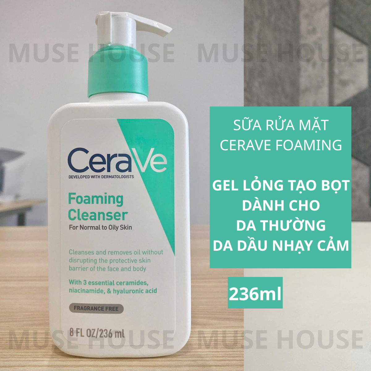 Sữa rửa mặt Cerave 88ml 236ml 473ml da dầu da khô da nhạy cảm - Muse House
