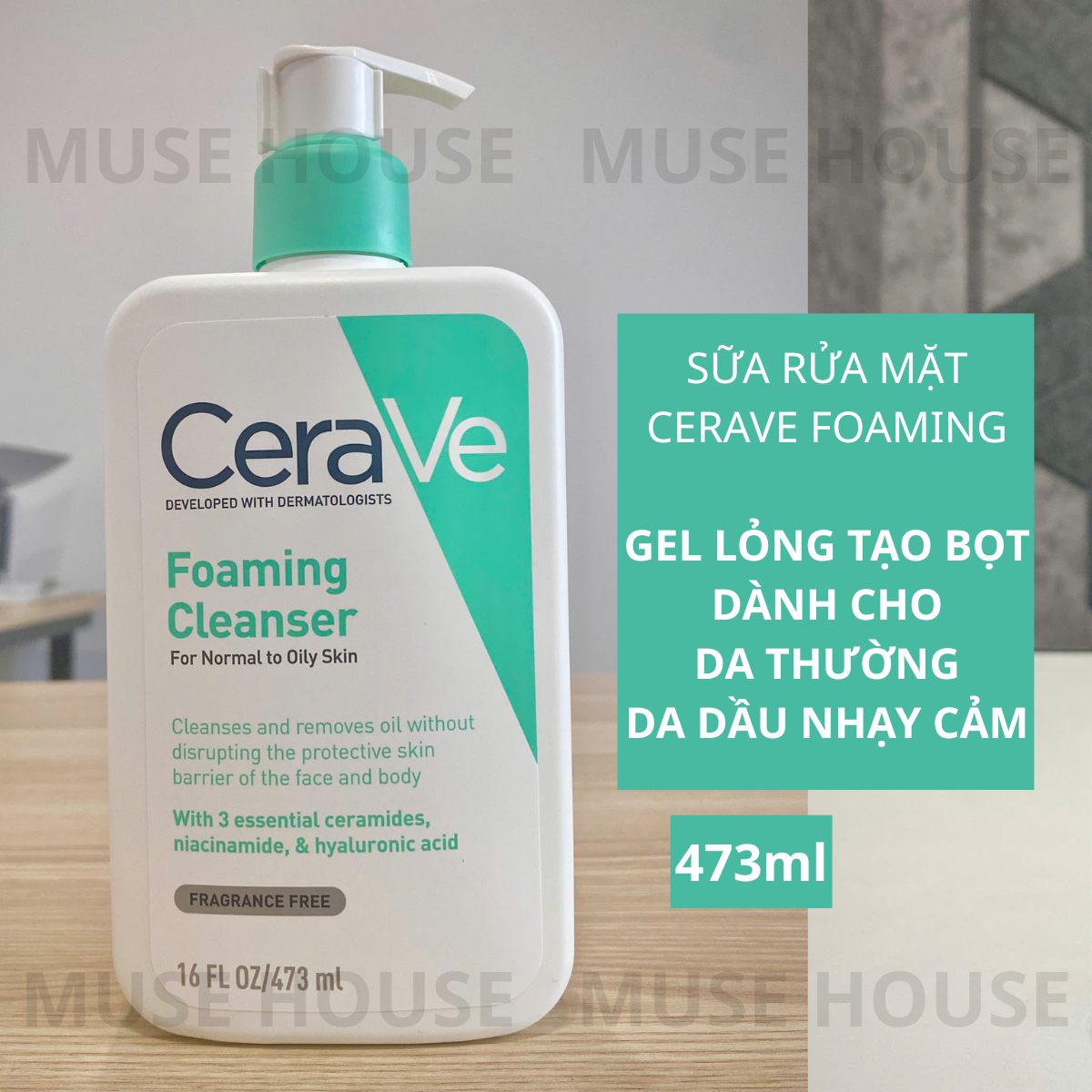 Sữa rửa mặt Cerave 88ml 236ml 473ml da dầu da khô da nhạy cảm - Muse House