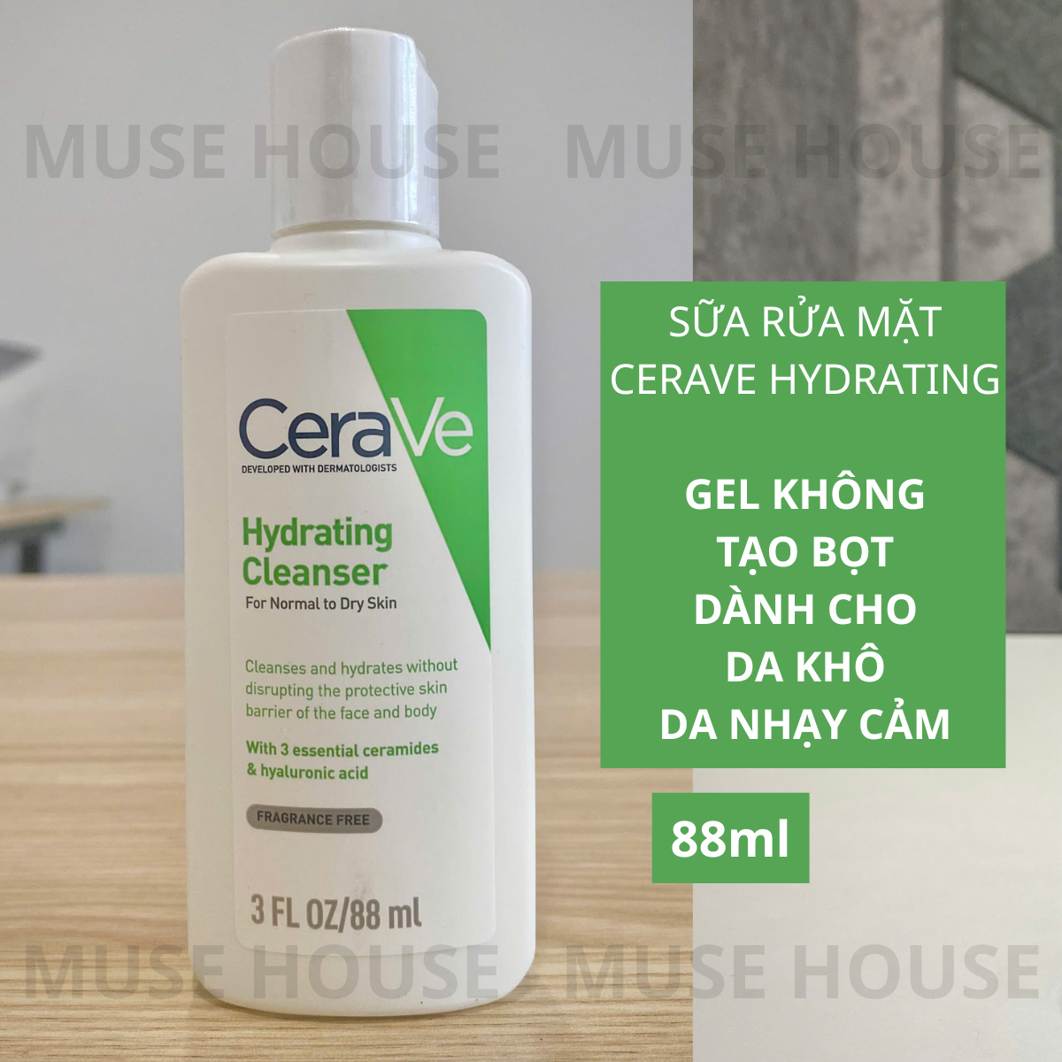 Sữa rửa mặt Cerave 88ml 236ml 473ml da dầu da khô da nhạy cảm - Muse House