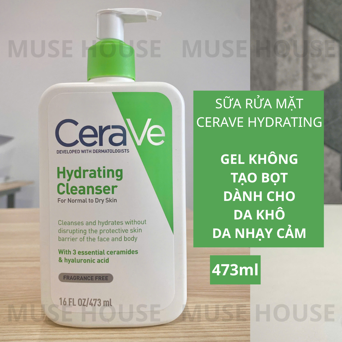 Sữa rửa mặt Cerave 88ml 236ml 473ml da dầu da khô da nhạy cảm - Muse House