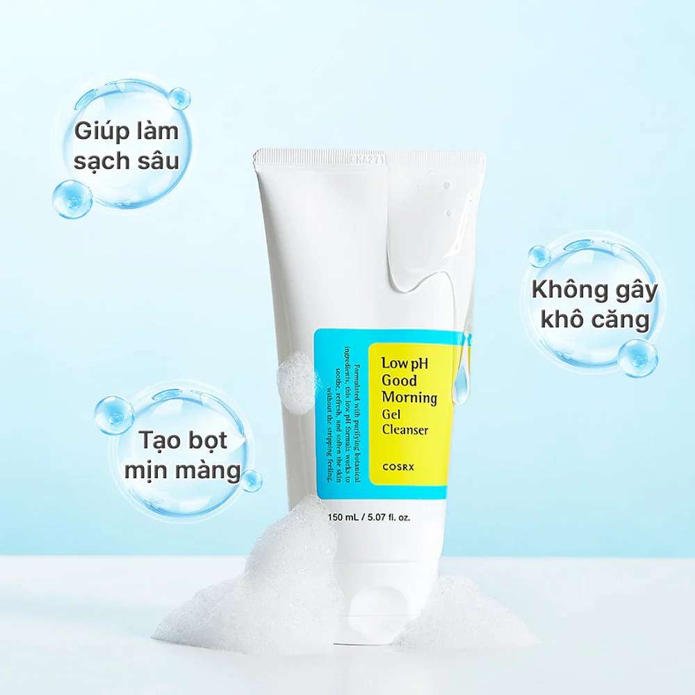 Sữa Rửa Mặt Cosrx Không Gây Khô Da Low pH Good Morning Gel Cleanser 150ml