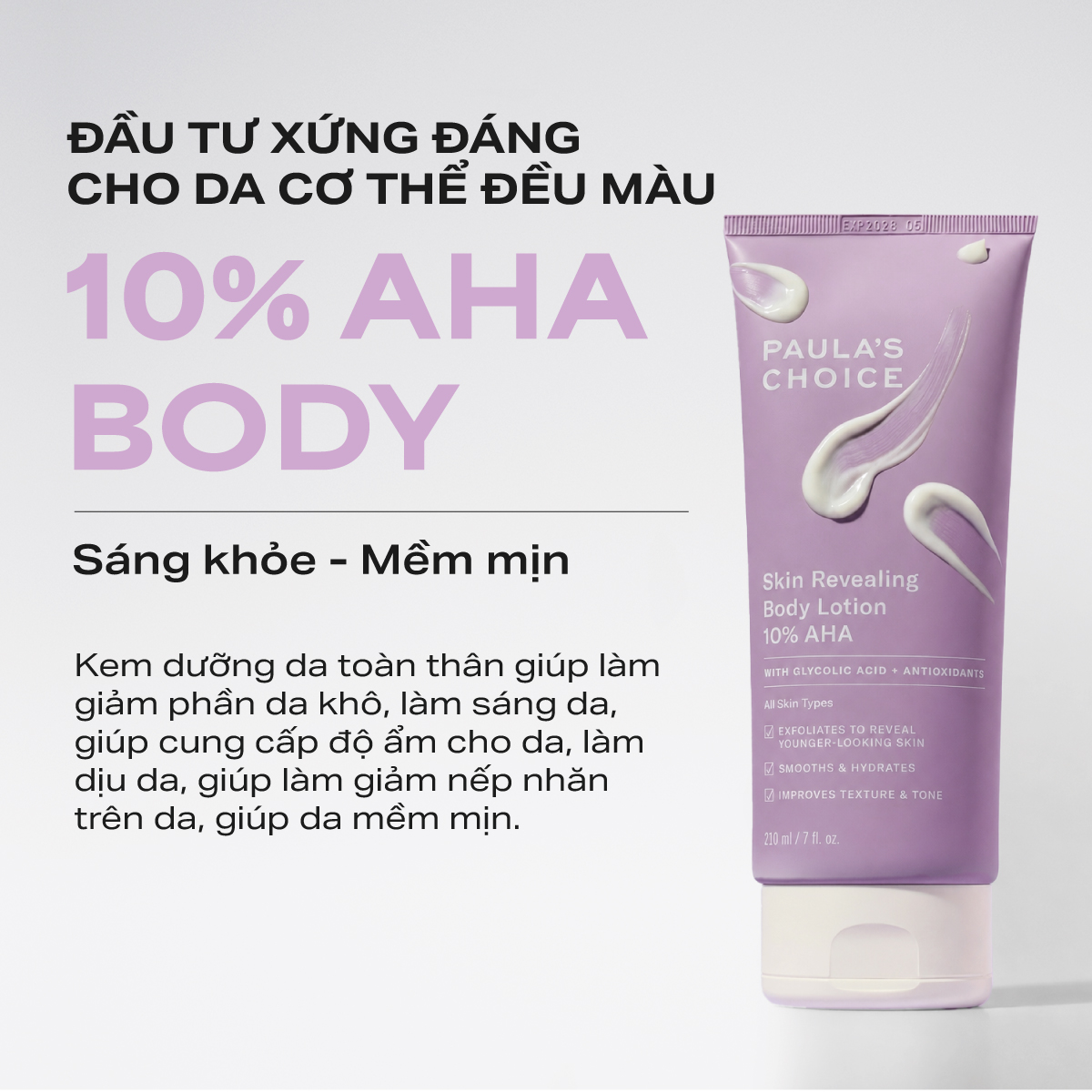 Kem dưỡng thể làm sáng da và làm đều màu da Paula's Choice Skin Revealing Body Lotion 10% AHA 210ml 5900