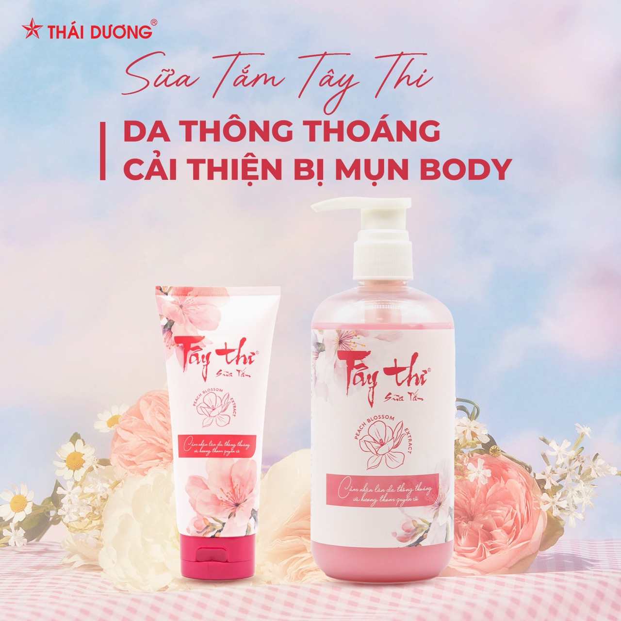 [Voucher 35%] Sữa tắm Tây Thi (chai 200ml/ 500ml) làm sạch da nhẹ dịu dành cho da mụn, kèm quà tặng Sao Thái Dương