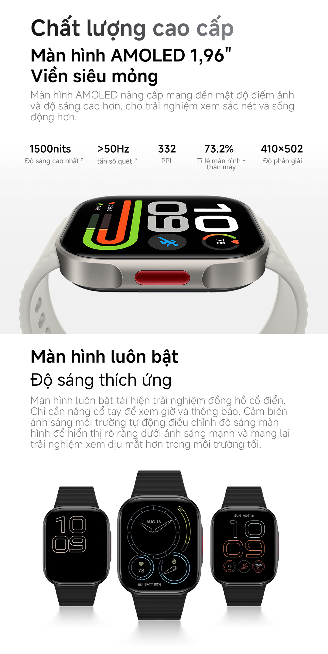 Đồng Hồ Thông Minh Xiaomi Redmi Watch 6 Lite I Thời lượng pin lên đến 18 ngày I Màn hình AMOLED 1,96" – ảnh mô tả chi tiết 3