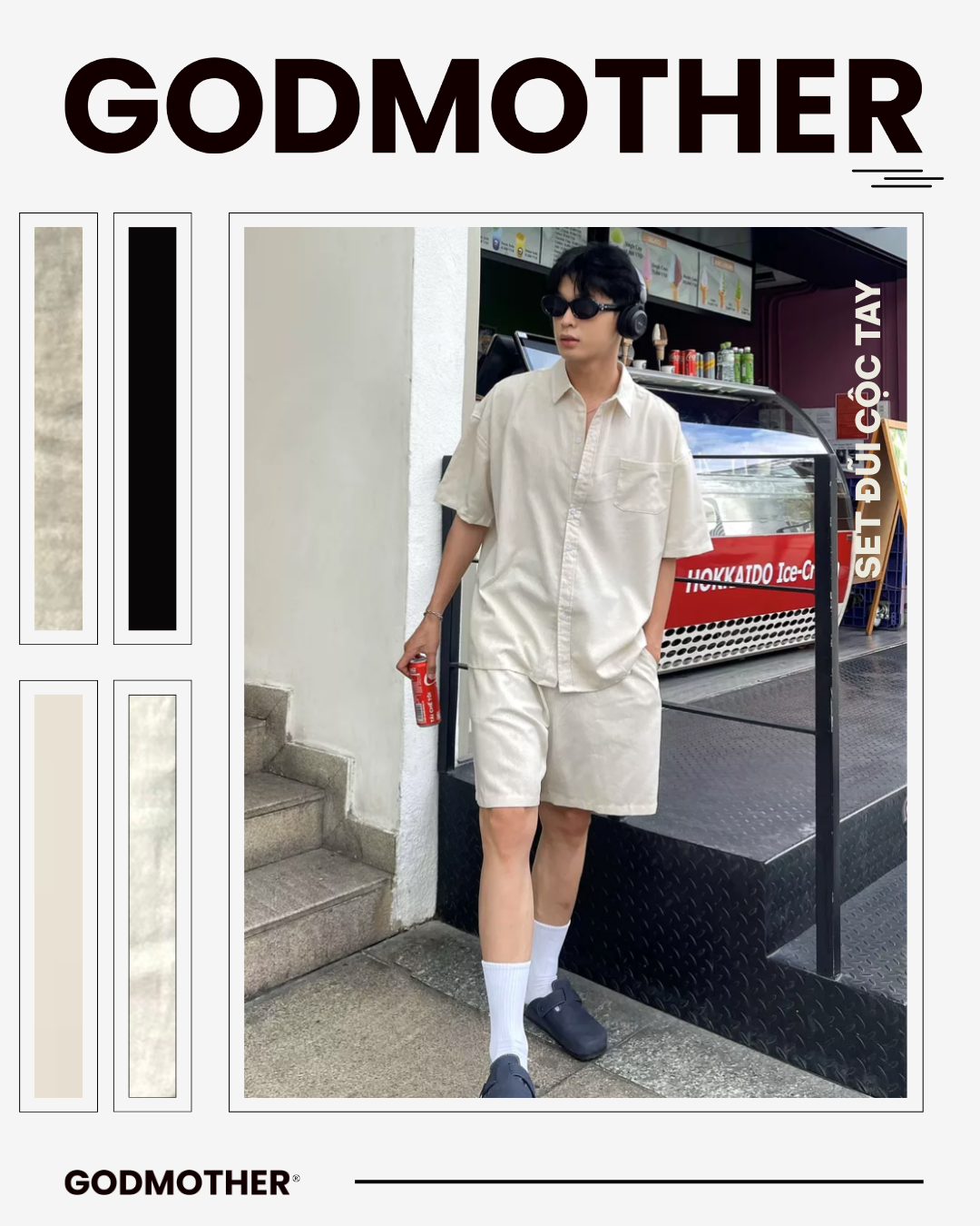 Đồ Bộ Nam GODMOTHER Set Đũi Nam (Áo + Quần) Áo Sơ Mi Đũi Cộc Tay Đi Biển Mùa Hè Cao Cấp BODUI