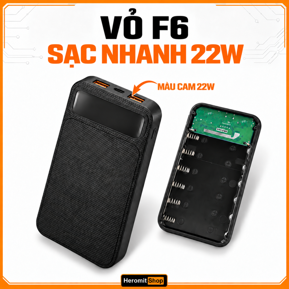 Box sạc dự phòng , vỏ sạc dự phòng 4cell , 8cell ,10cell 18650 , box sạc nhanh 22W ( chưa kèm pin ) dòng F – ảnh mô tả chi tiết 3