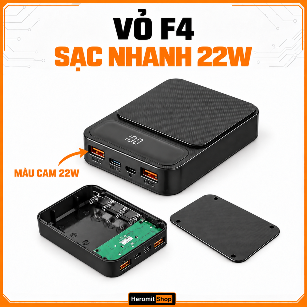 Box sạc dự phòng , vỏ sạc dự phòng 4cell , 8cell ,10cell 18650 , box sạc nhanh 22W ( chưa kèm pin ) dòng F – ảnh mô tả chi tiết 2