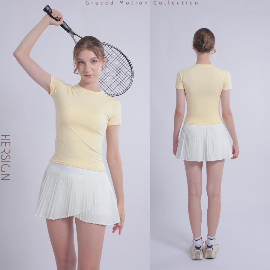 HERSIGN Set váy tennis nữ Bộ đồ tập pickleball nữ Áo thun ngắn tay chân ...