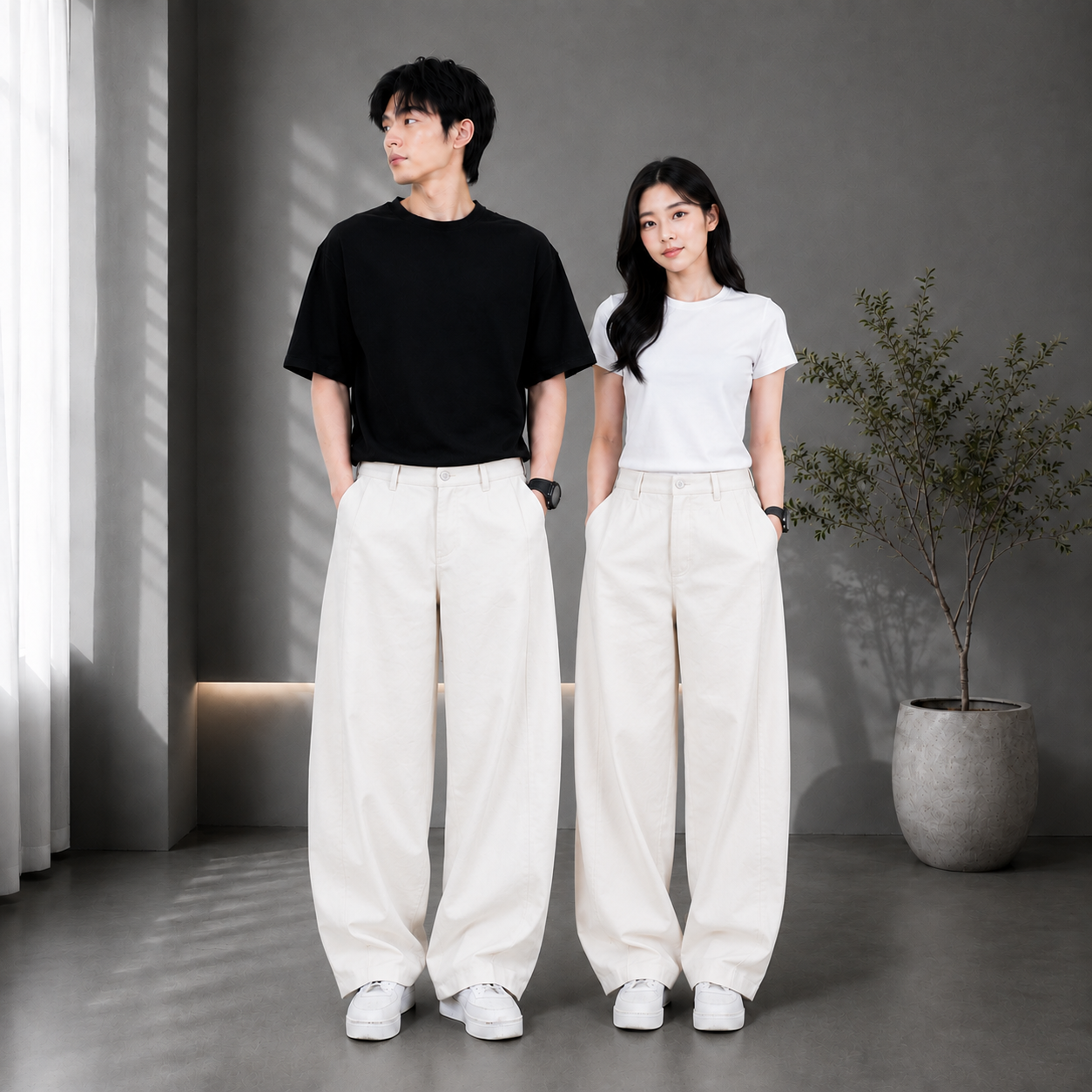 Quần Dài Kaki VINTINO Nam Ống Cong Form Rộng Chất Kaki Mềm Mịn Cạp Chun Khóa QOC1