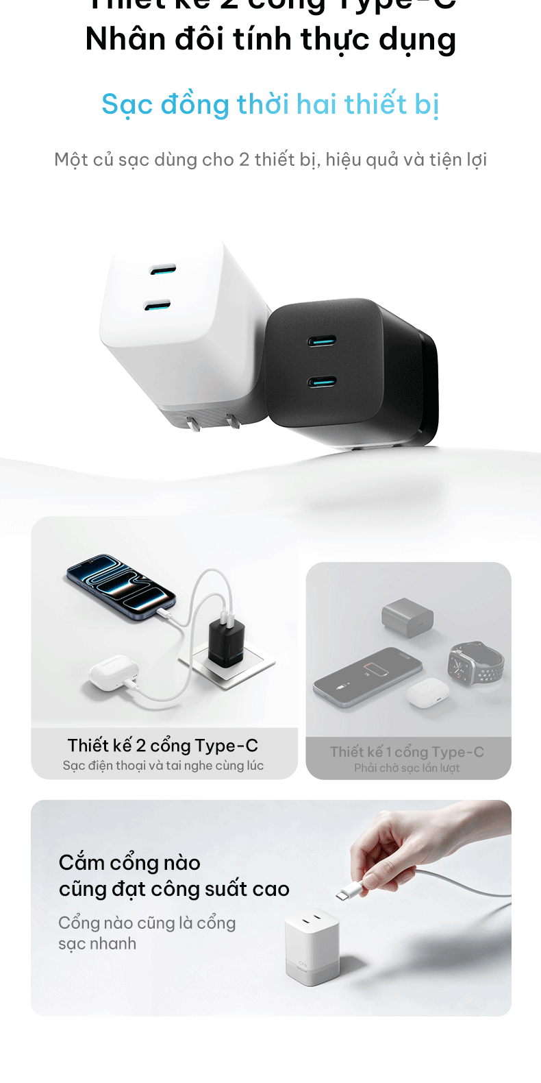 Củ Sạc Nhanh CUKTECH 60W AVS Xiaomi Tối Đa 67W 2 Cổng USB-C Cho iPhone 18/17/16/Xiaomi 17/Samsung S26/Laptop – ảnh mô tả chi tiết 9