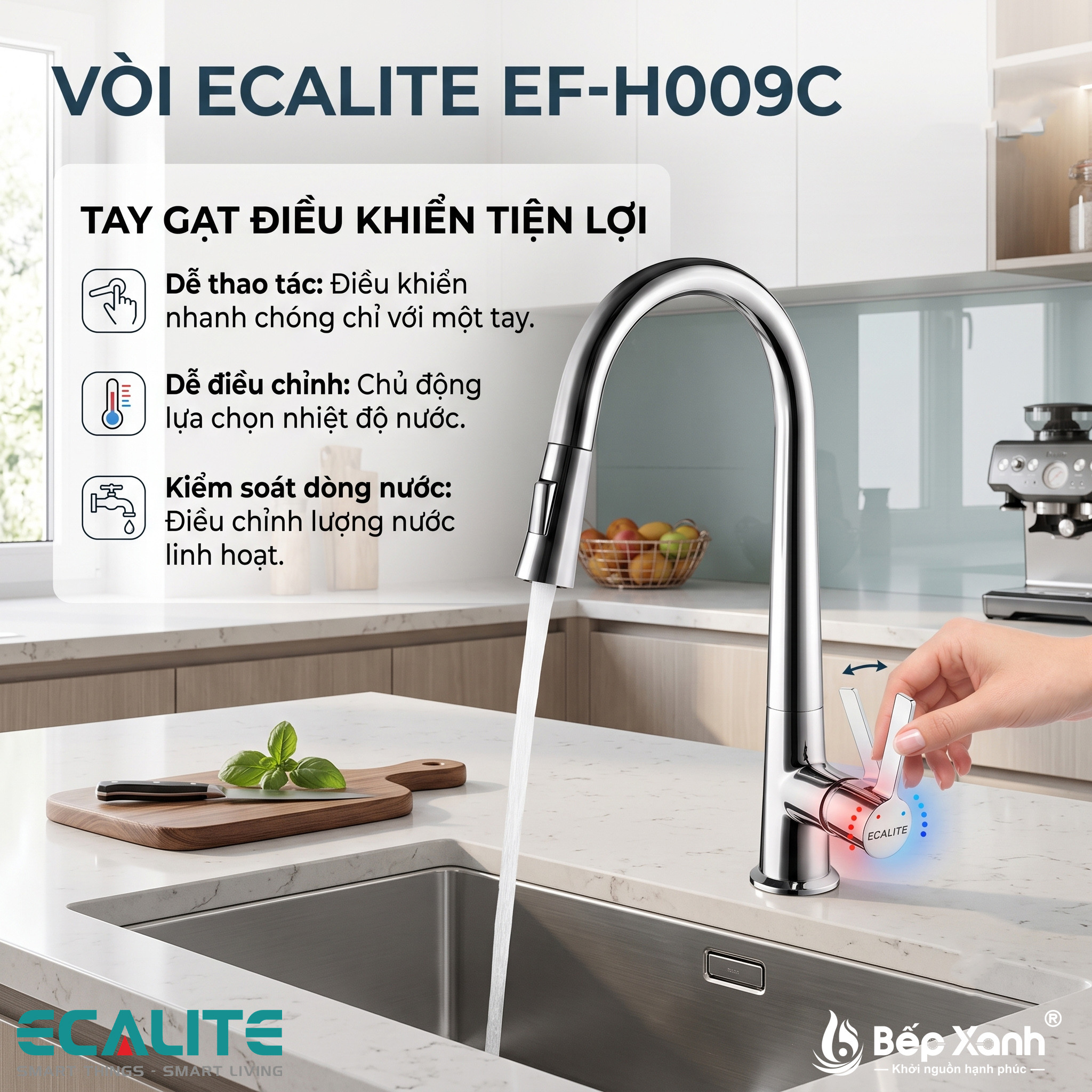 Tay gạt điều khiển nóng lạnh vòi rửa chén Ecalite EF-H009C Tay gạt điều khiển nóng lạnh vòi rửa chén Ecalite EF-H009C