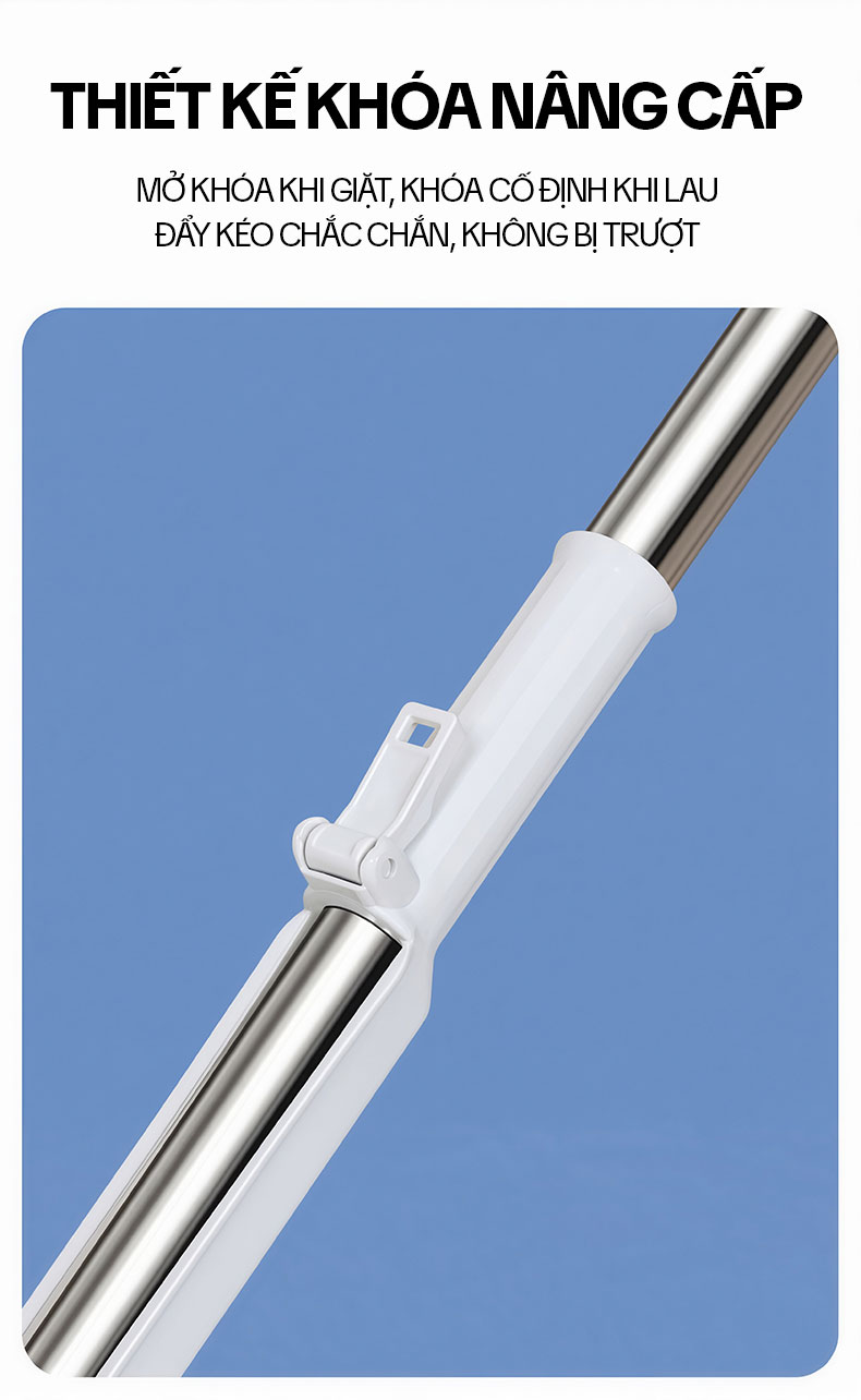 Cây Lau Nhà Tự Vắt KITIMOP CORAL KTMC-01, Chổi Lau Nhà Tự Vắt Thông Minh Xoay 360 Độ, 2 Bông Lau