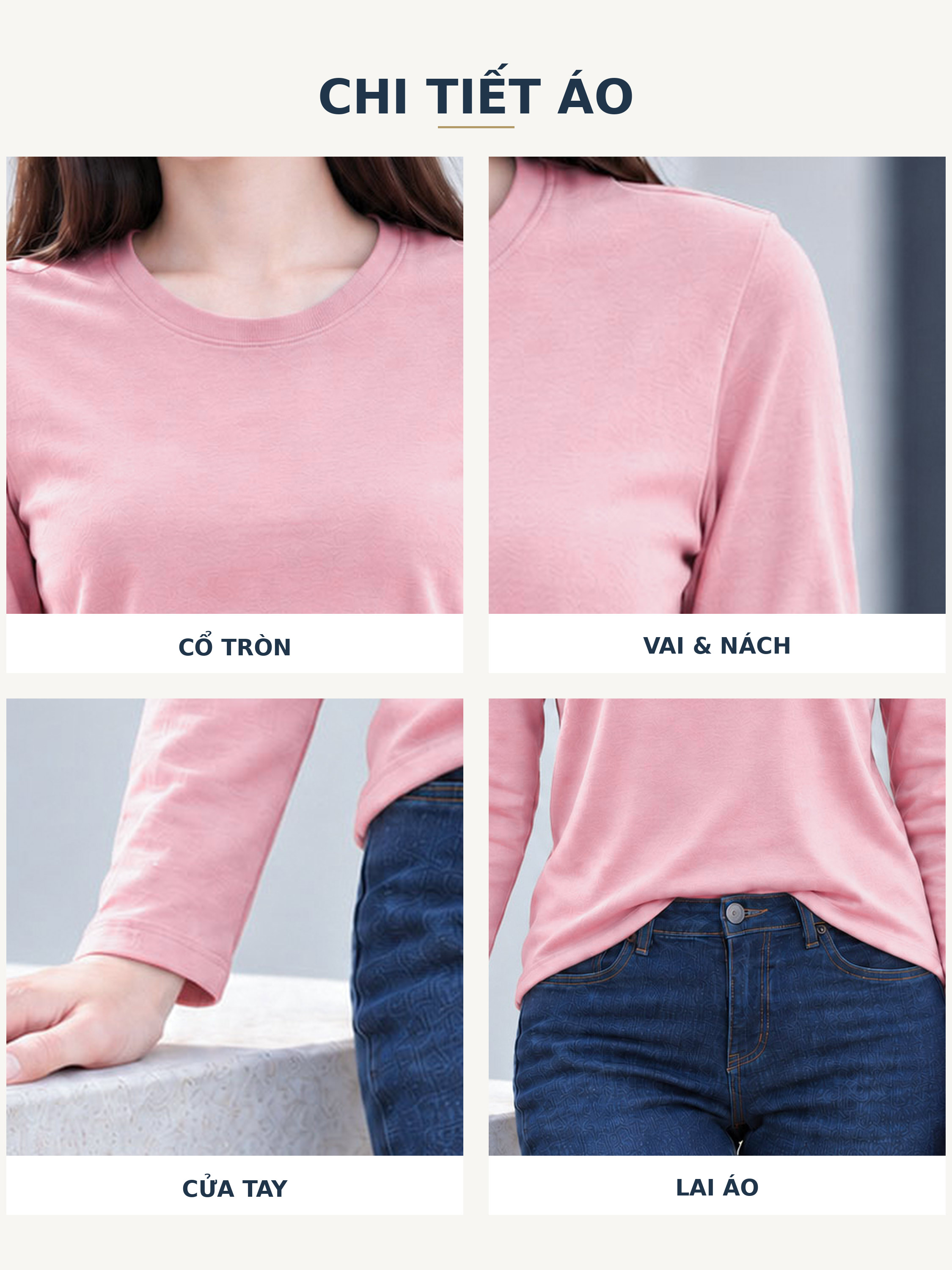 Chi tiết áo thun nữ tay dài TOLI