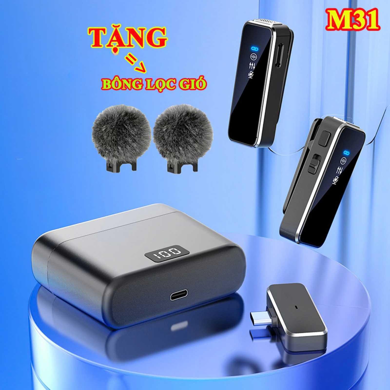 Micro Thu Âm Không Dây M31 Chống Ồn Hiệu Quả, Pin Dài 9 Tiếng, Kết Nối ...