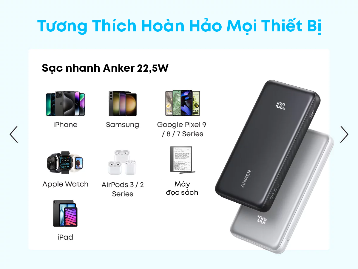 Sạc dự phòng Anker Zolo A110D/A110E 20000mAh, chuẩn 3C Trung Quốc, cáp USB-C tích hợp, sạc nhanh 22.5W – ảnh mô tả chi tiết 7