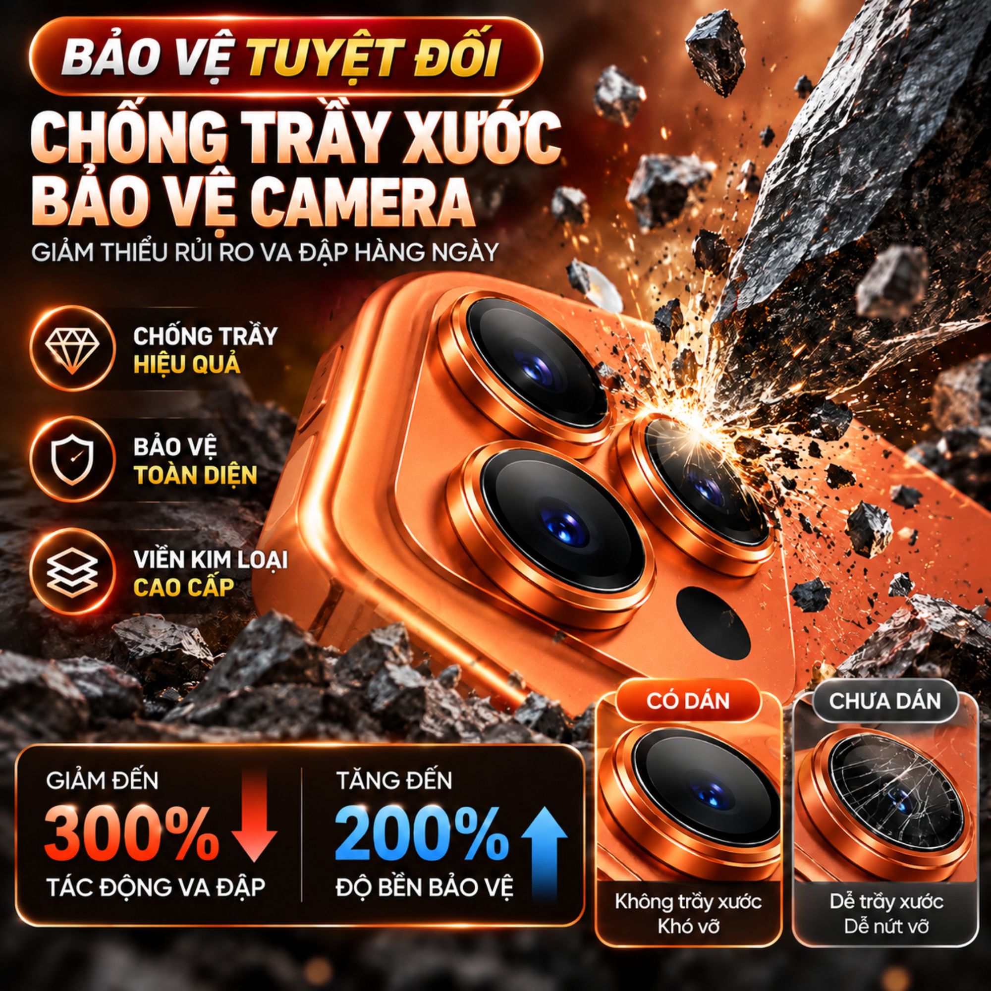 Kính cường lực bảo vệ lens camera iphone 2 tầng KTMStore,12 promax 13Promax 14Promax/15Promax 16Promax 17 18Promax Air – ảnh mô tả chi tiết 3