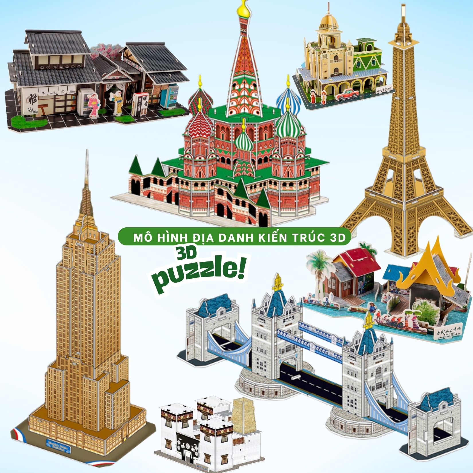 [SIZE TO] Mô Hình Kiến Trúc Địa Danh - Đồ Chơi Lắp Ráp Mô Hình 3D Paper ...