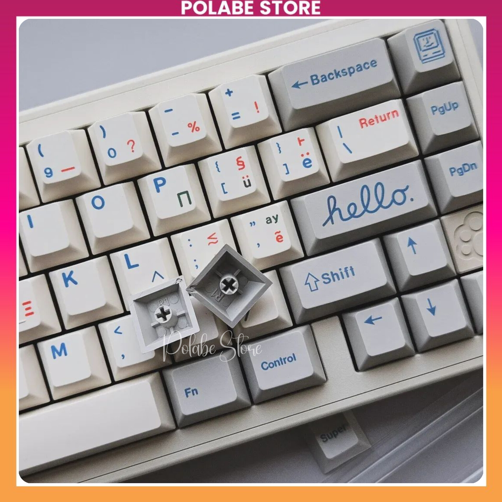 Keycap Retro Blue Greek Cherry Profile Keycap phong cách XMI PBT dyesub ...