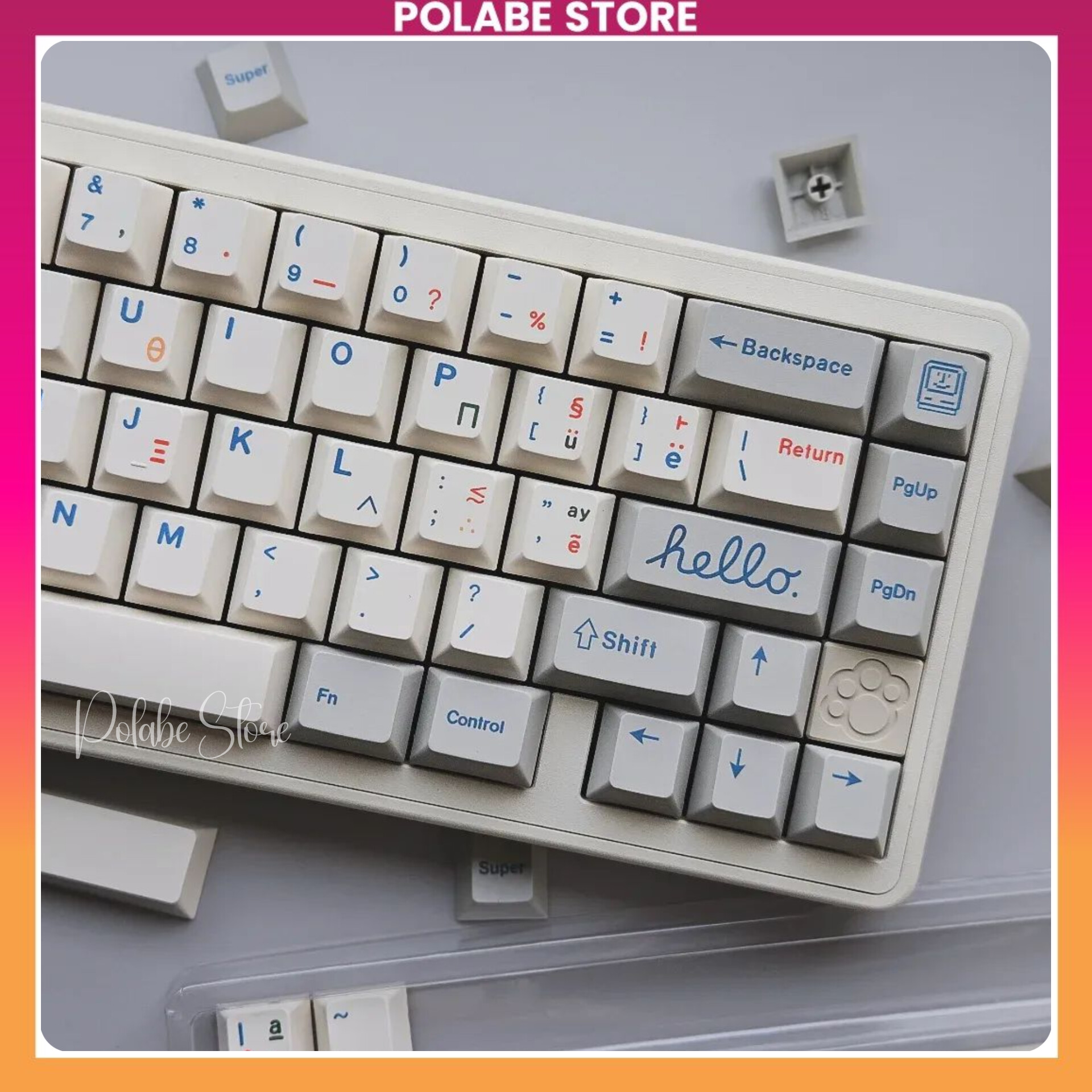 Keycap Retro Blue Greek Cherry Profile Keycap phong cách XMI PBT dyesub ...