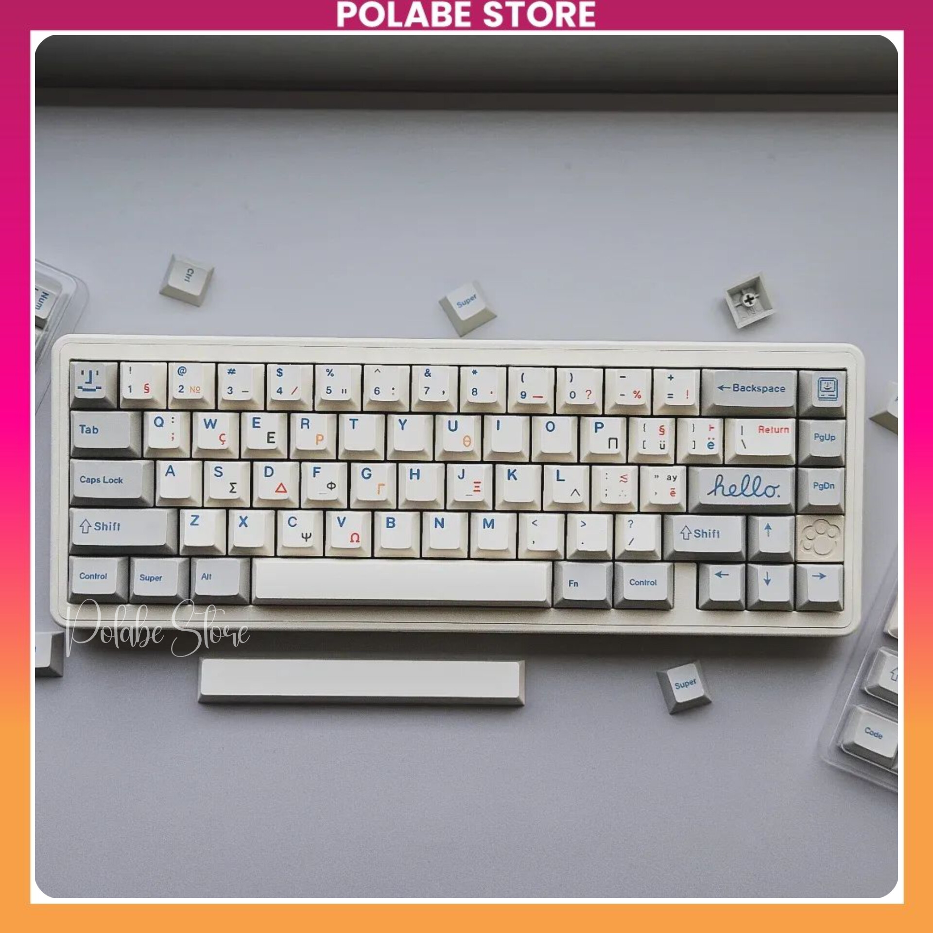 Keycap Retro Blue Greek Cherry Profile Keycap phong cách XMI PBT dyesub ...