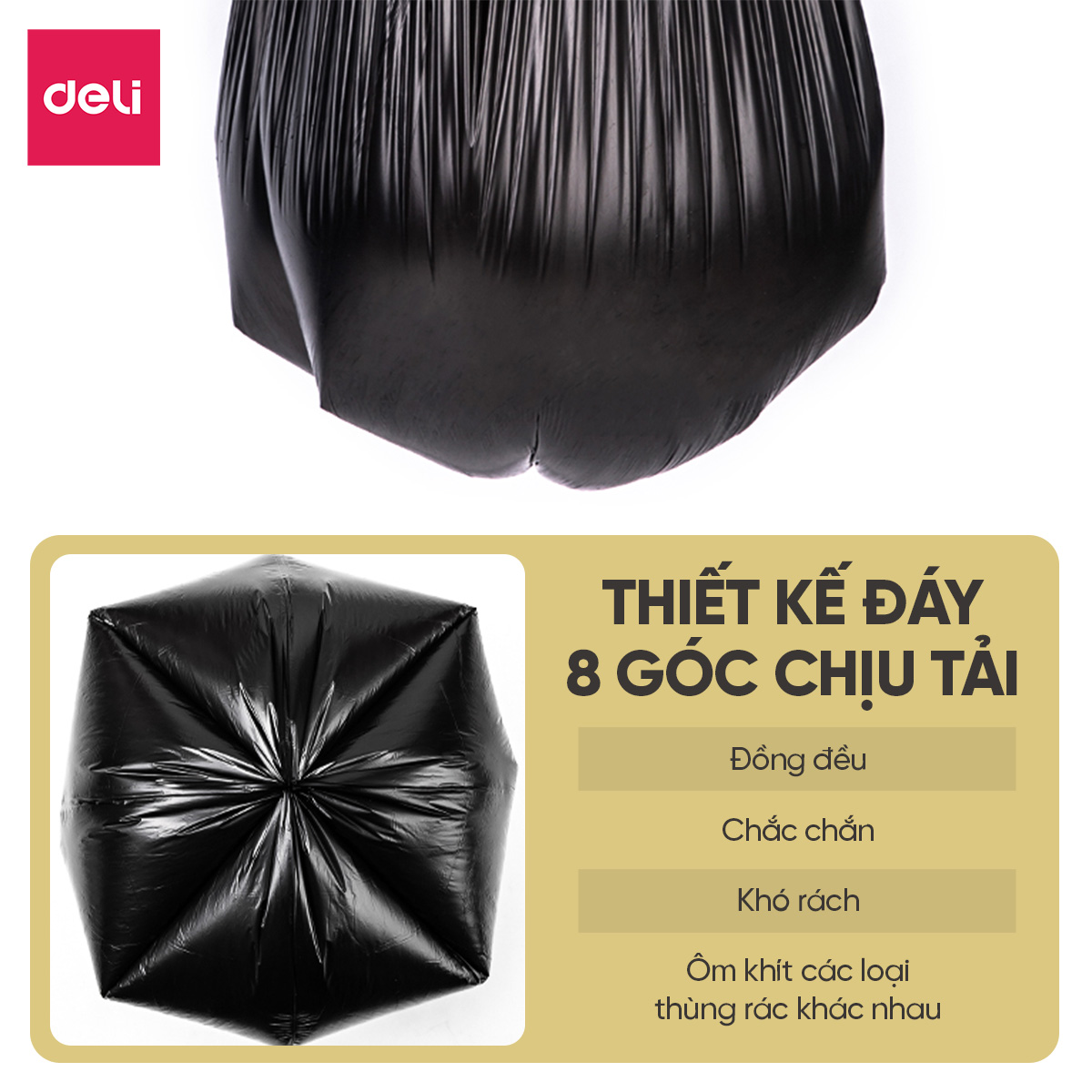 Cuộn Túi Rác Đen Deli Chất Liệu Dày Dặn, Dai, Không Rò Rỉ Chống Rách ...