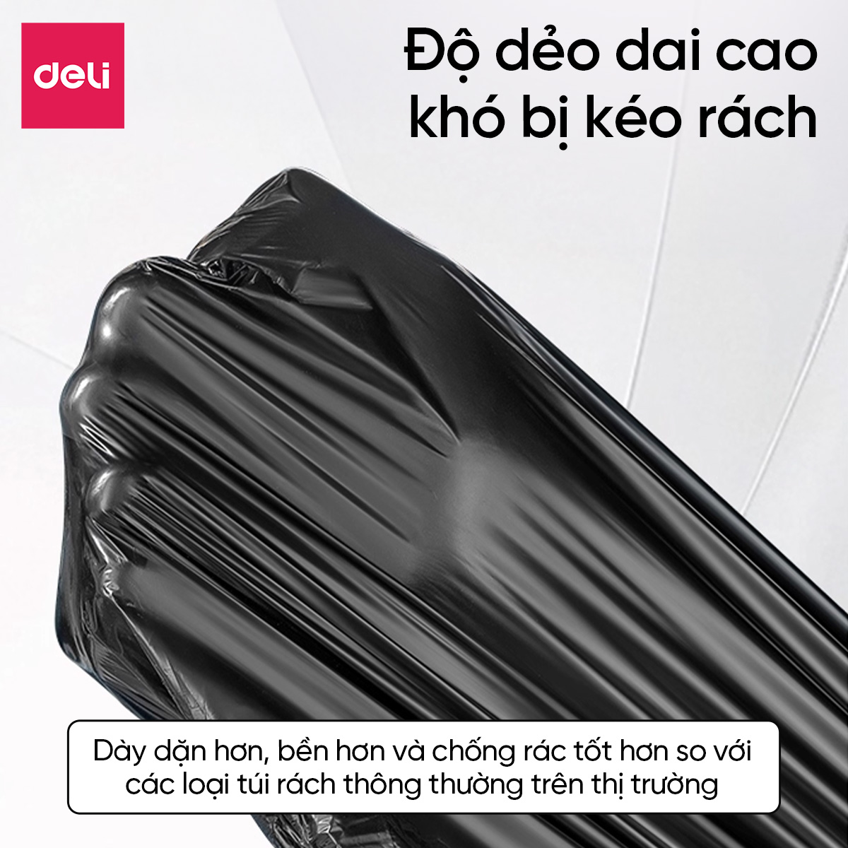 Cuộn Túi Rác Đen Deli Chất Liệu Dày Dặn, Dai, Không Rò Rỉ Chống Rách ...