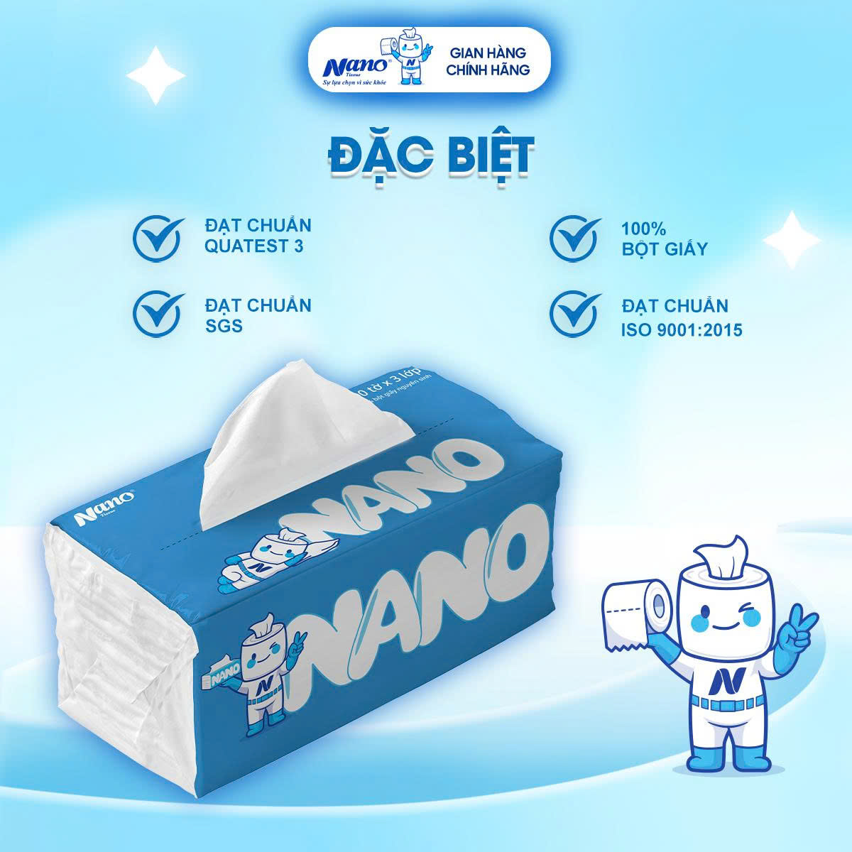 Khăn Giấy Rút Nano Tissue 300 Tờ 3 Lớp Lụa Mịn Mềm Mại Lành Tính Cho ...